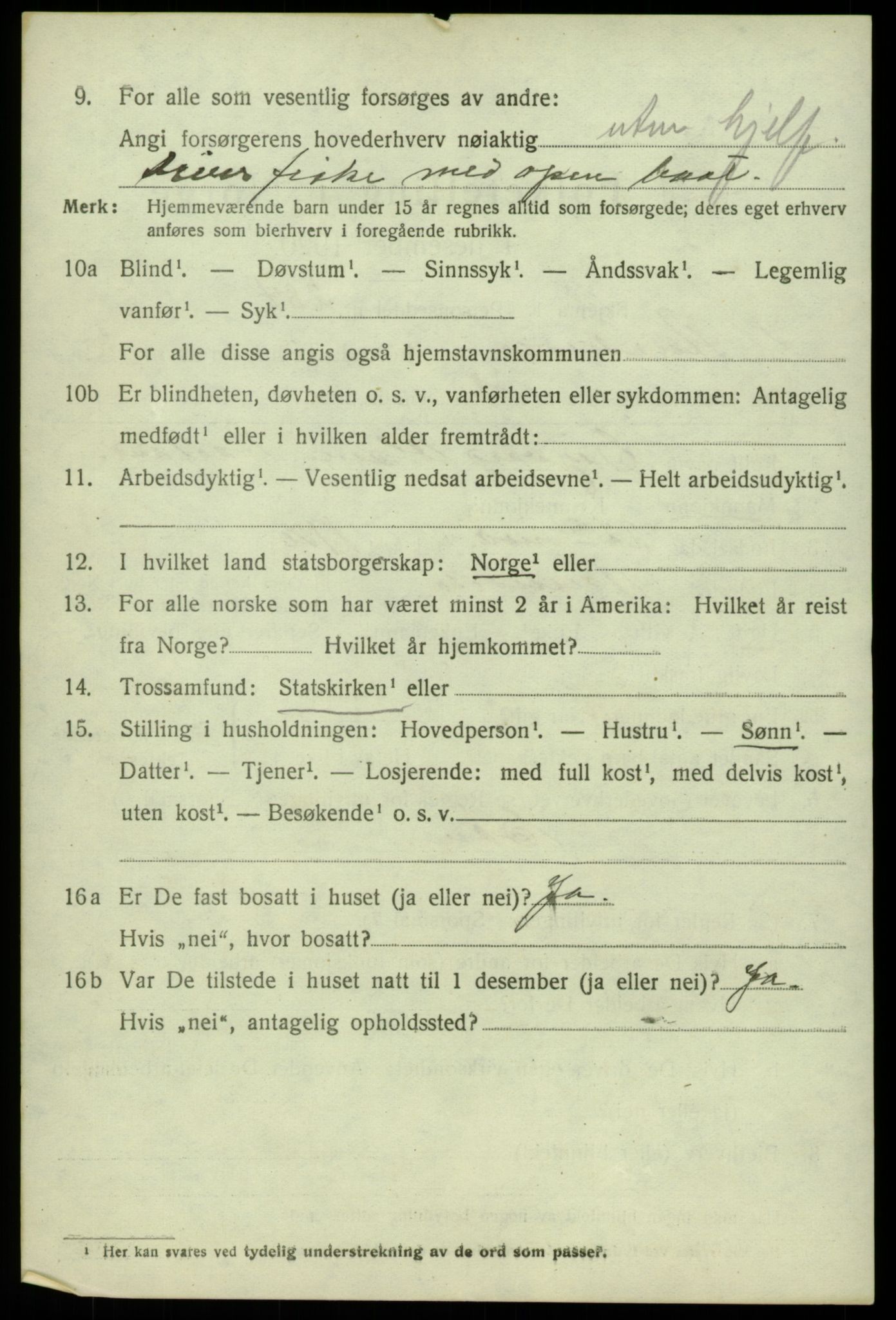 SAB, 1920 census for Austevoll, 1920, p. 2661