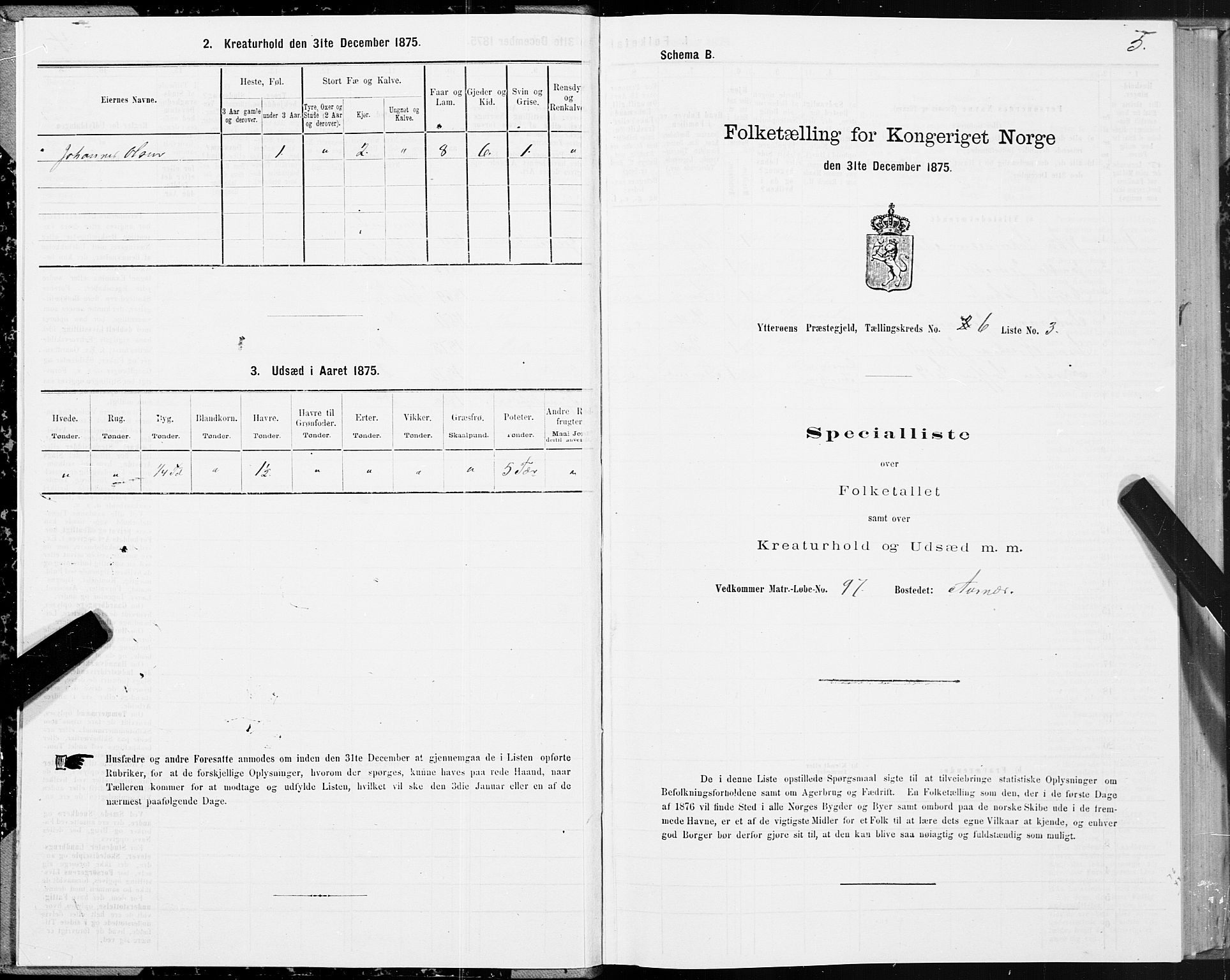 SAT, 1875 census for 1722P Ytterøy, 1875, p. 3005