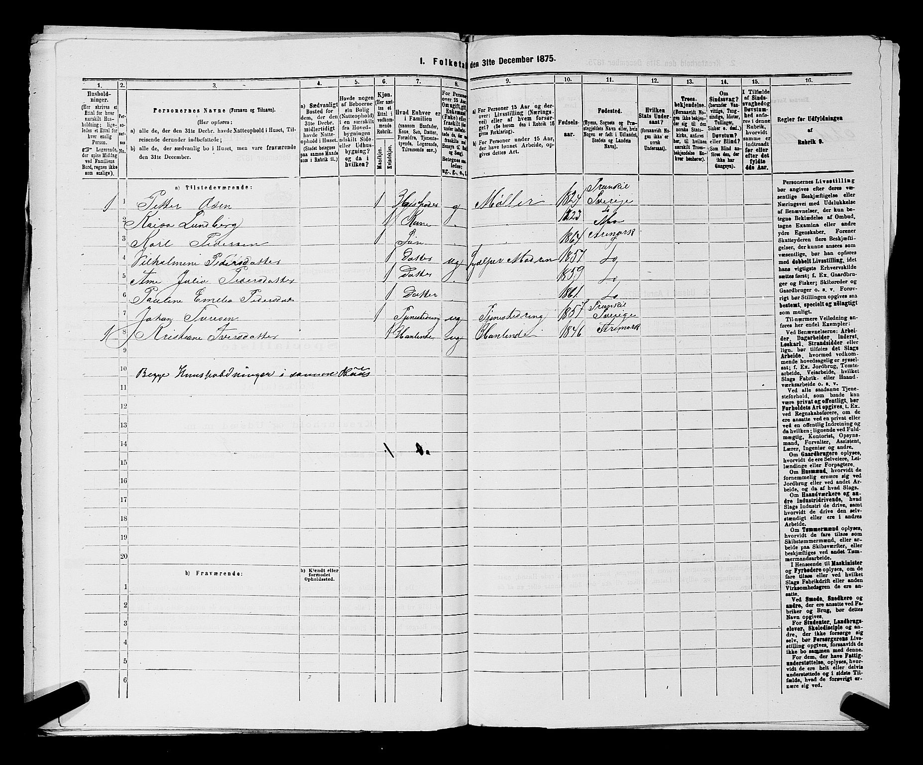RA, 1875 census for 0118P Aremark, 1875, p. 1009
