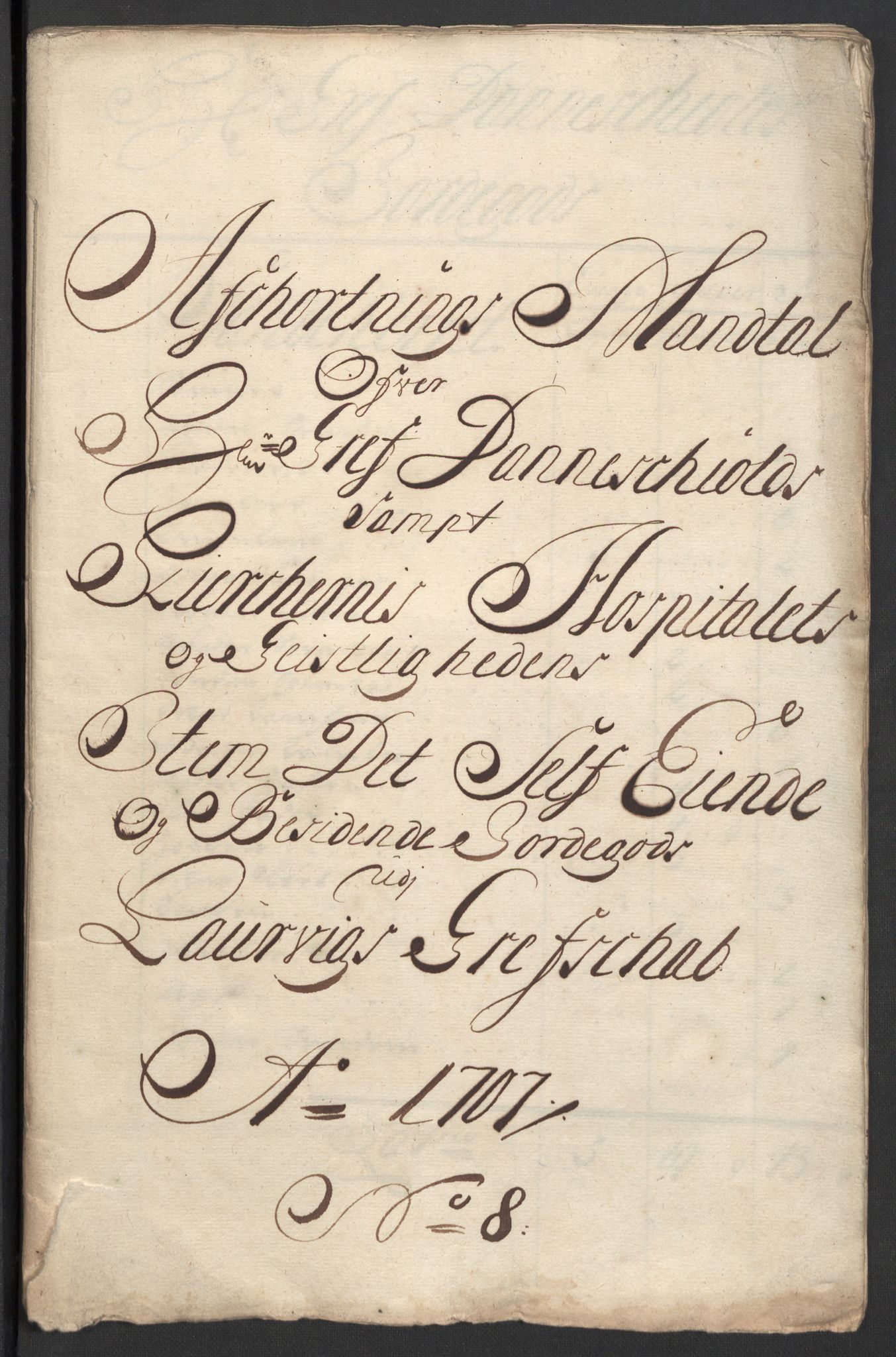 Rentekammeret inntil 1814, Reviderte regnskaper, Fogderegnskap, RA/EA-4092/R33/L1980: Fogderegnskap Larvik grevskap, 1707-1708, p. 160