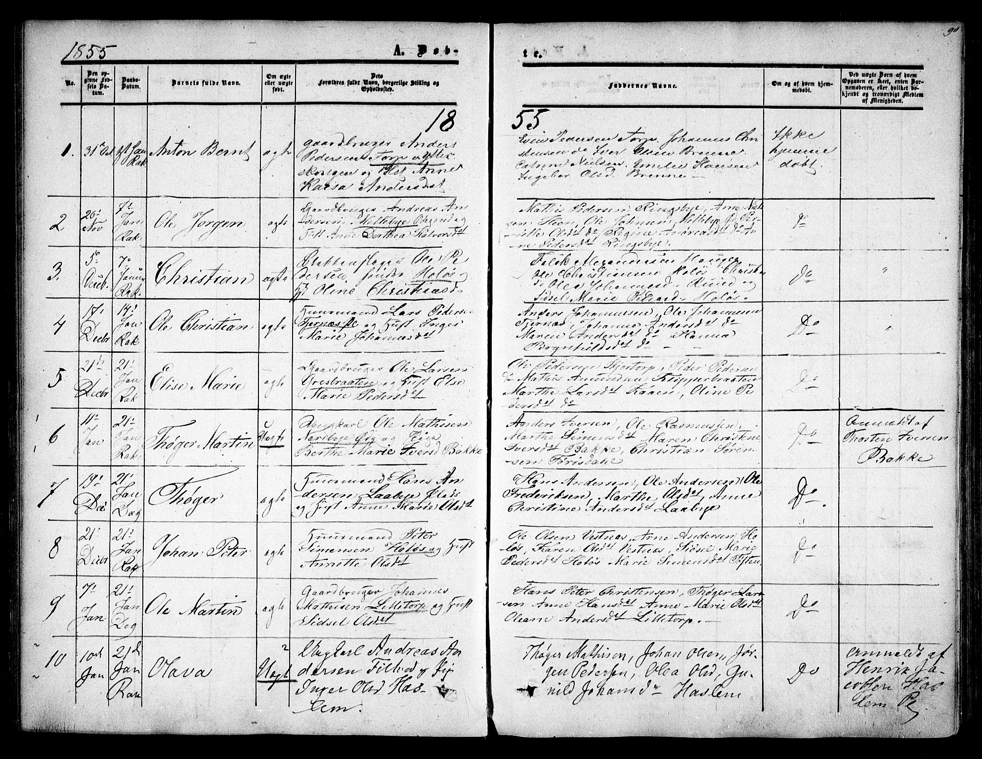 Rakkestad prestekontor Kirkebøker, AV/SAO-A-2008/F/Fa/L0009: Parish register (official) no. I 9, 1850-1856, p. 90