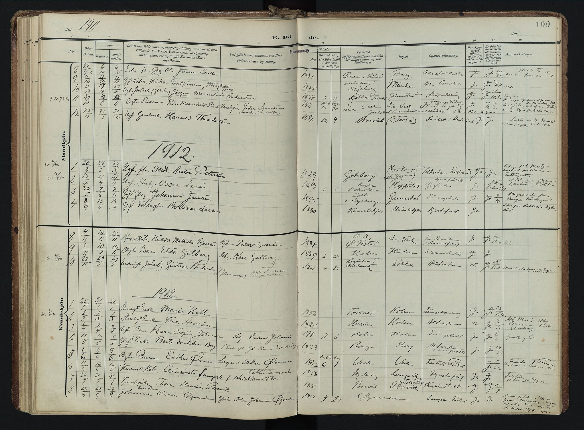 Borge prestekontor Kirkebøker, AV/SAO-A-10903/F/Fb/L0004: Parish register (official) no. II 4, 1902-1914, p. 109