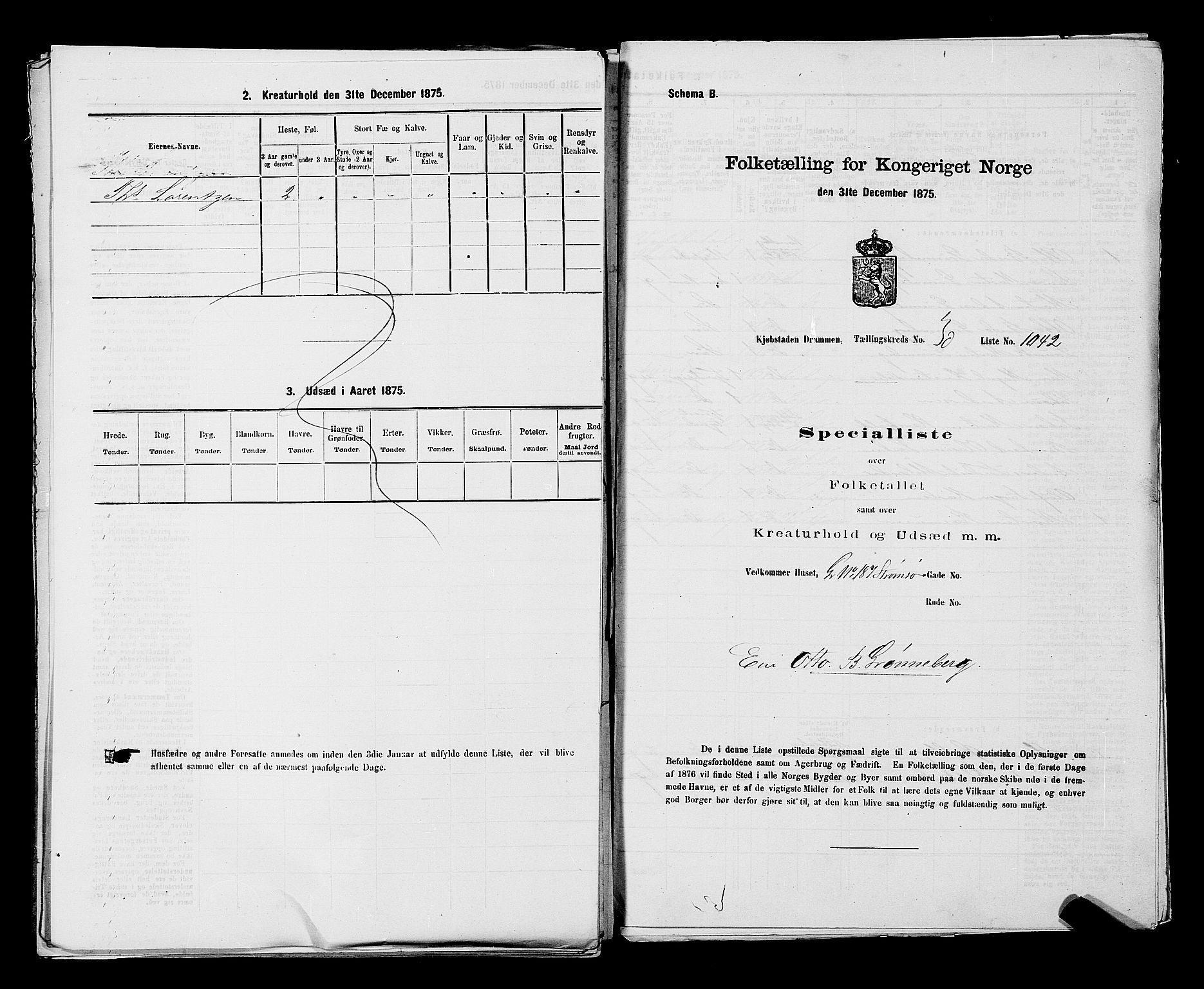 SAKO, 1875 census for 0602 Drammen, 1875, p. 2841