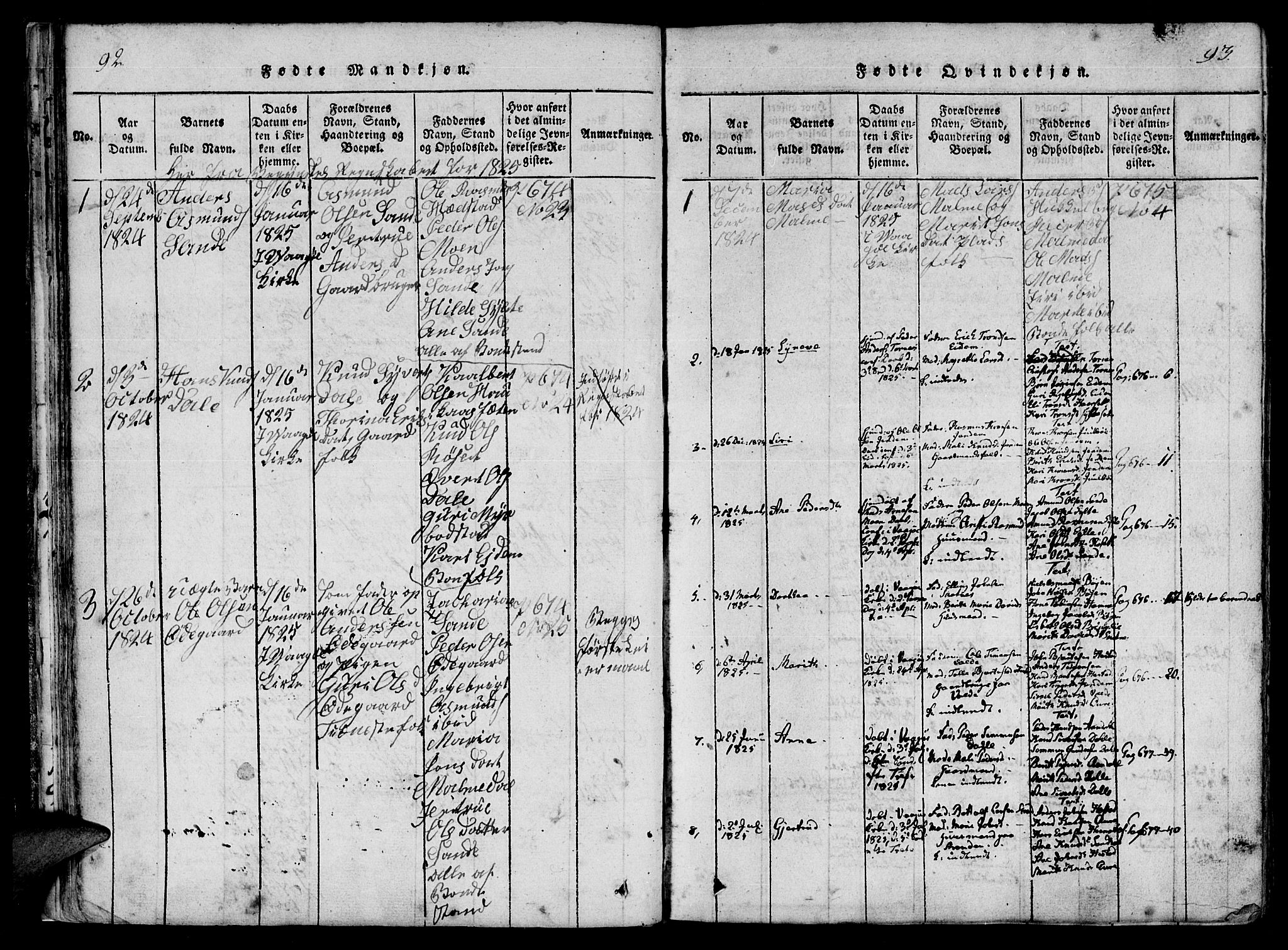 Ministerialprotokoller, klokkerbøker og fødselsregistre - Møre og Romsdal, SAT/A-1454/565/L0747: Parish register (official) no. 565A01, 1817-1844, p. 92-93