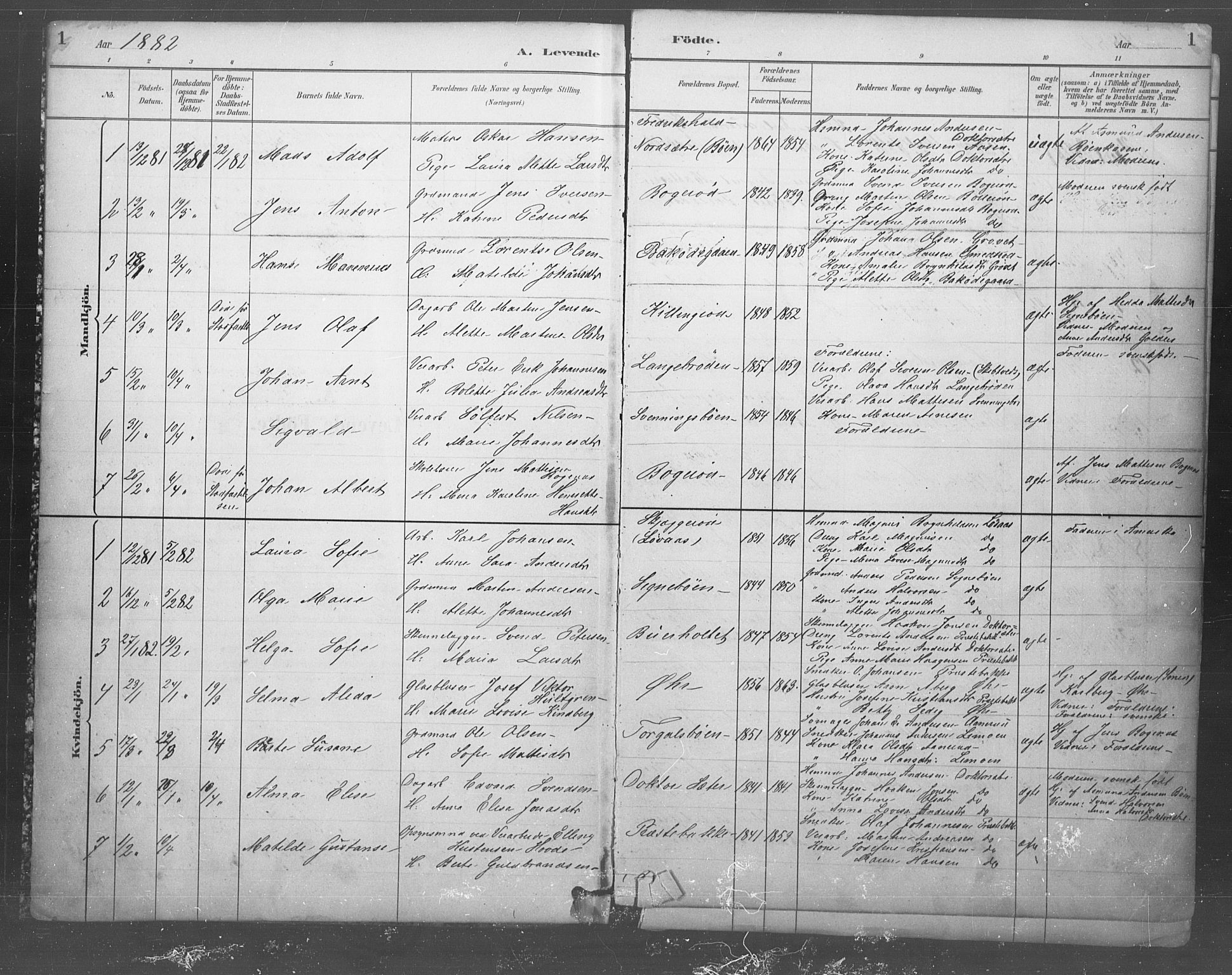 Idd prestekontor Kirkebøker, AV/SAO-A-10911/F/Fb/L0002: Parish register (official) no. II 2, 1882-1923, p. 1