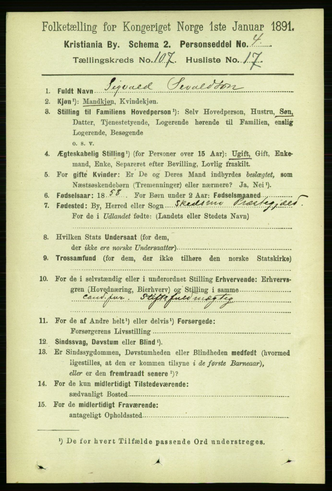 RA, 1891 census for 0301 Kristiania, 1891, p. 54943