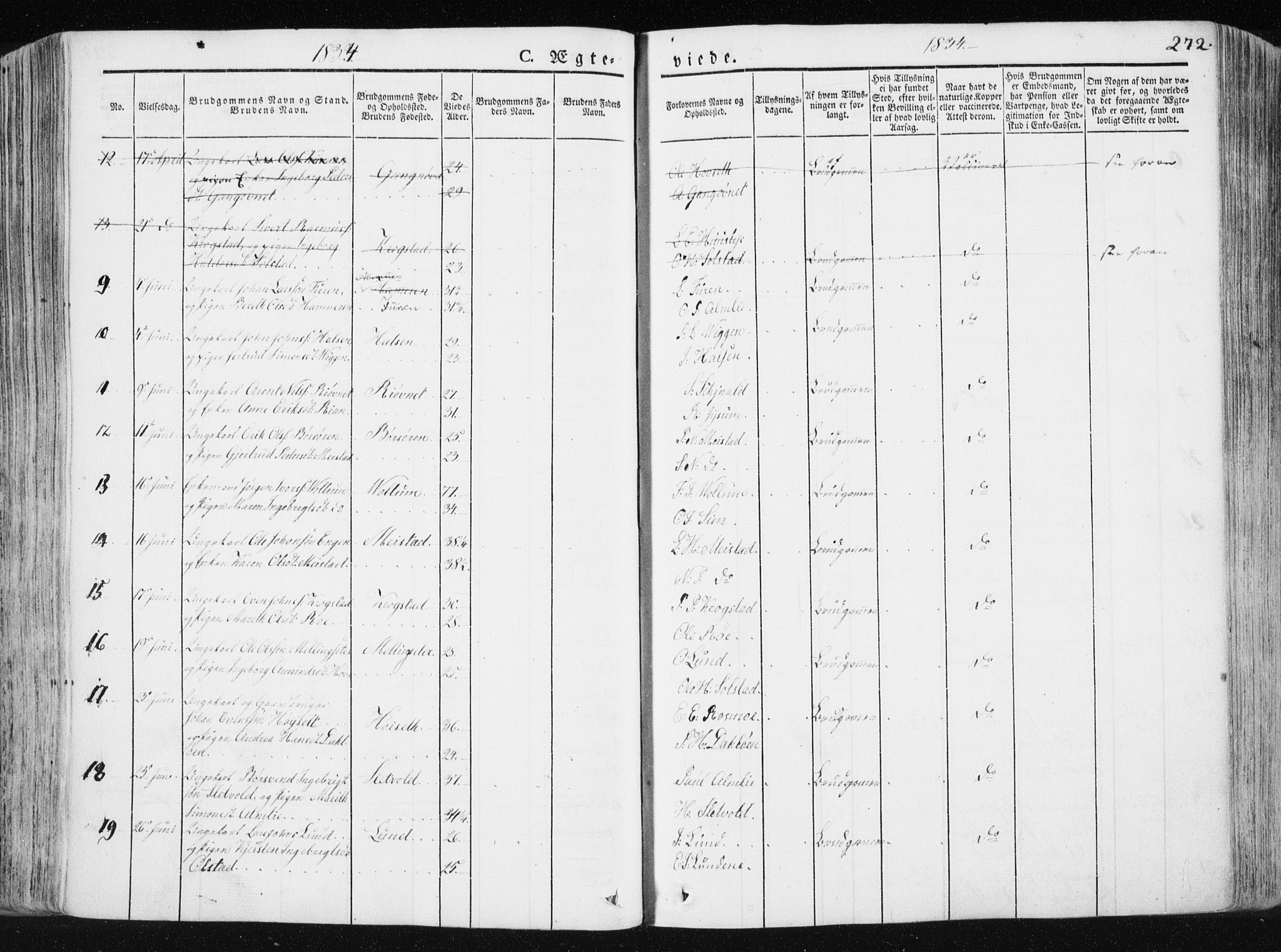 Ministerialprotokoller, klokkerbøker og fødselsregistre - Sør-Trøndelag, AV/SAT-A-1456/665/L0771: Parish register (official) no. 665A06, 1830-1856, p. 272