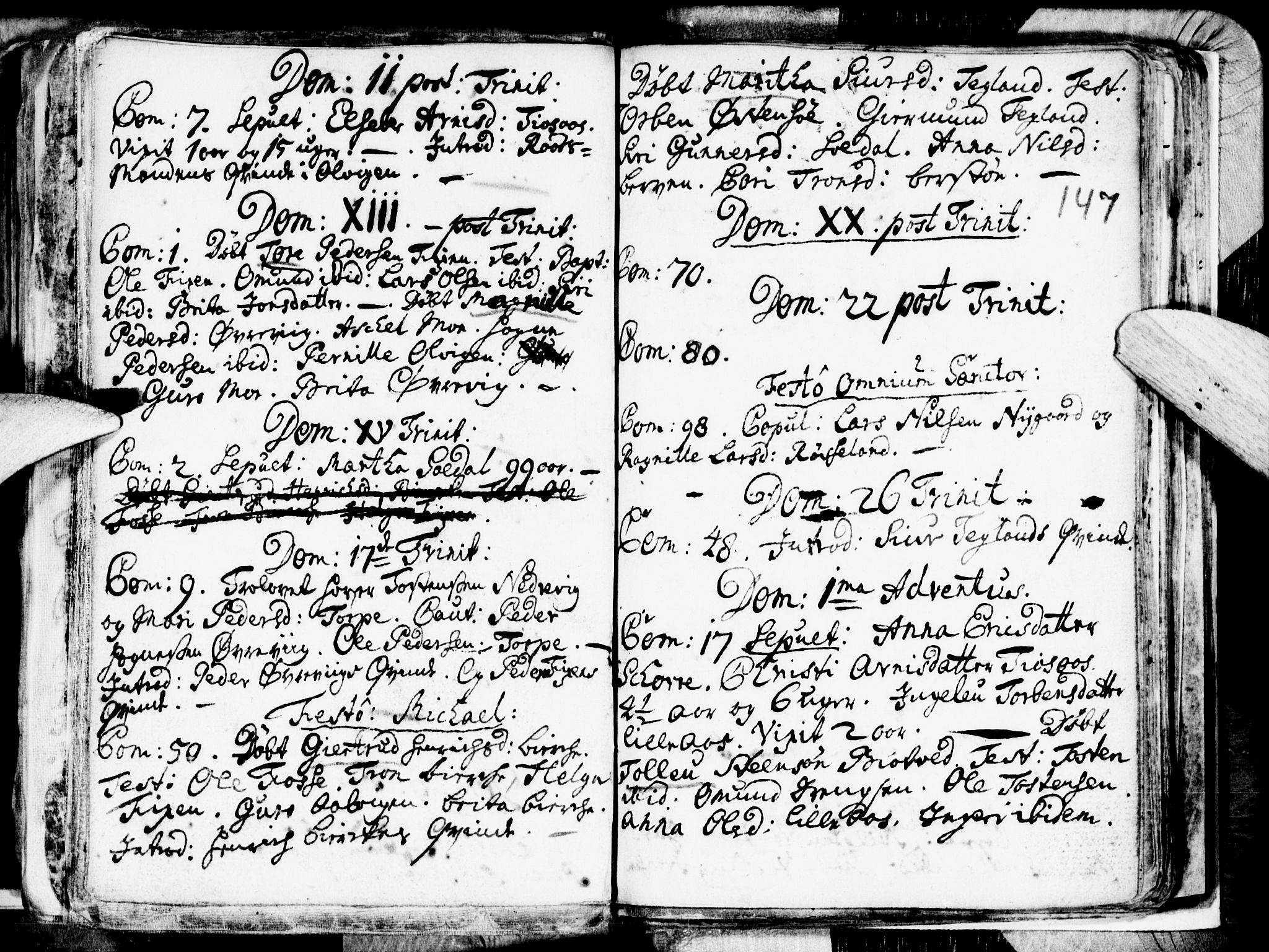 Kvam sokneprestembete, SAB/A-76201/H/Haa: Parish register (official) no. A 1, 1690-1741, p. 147