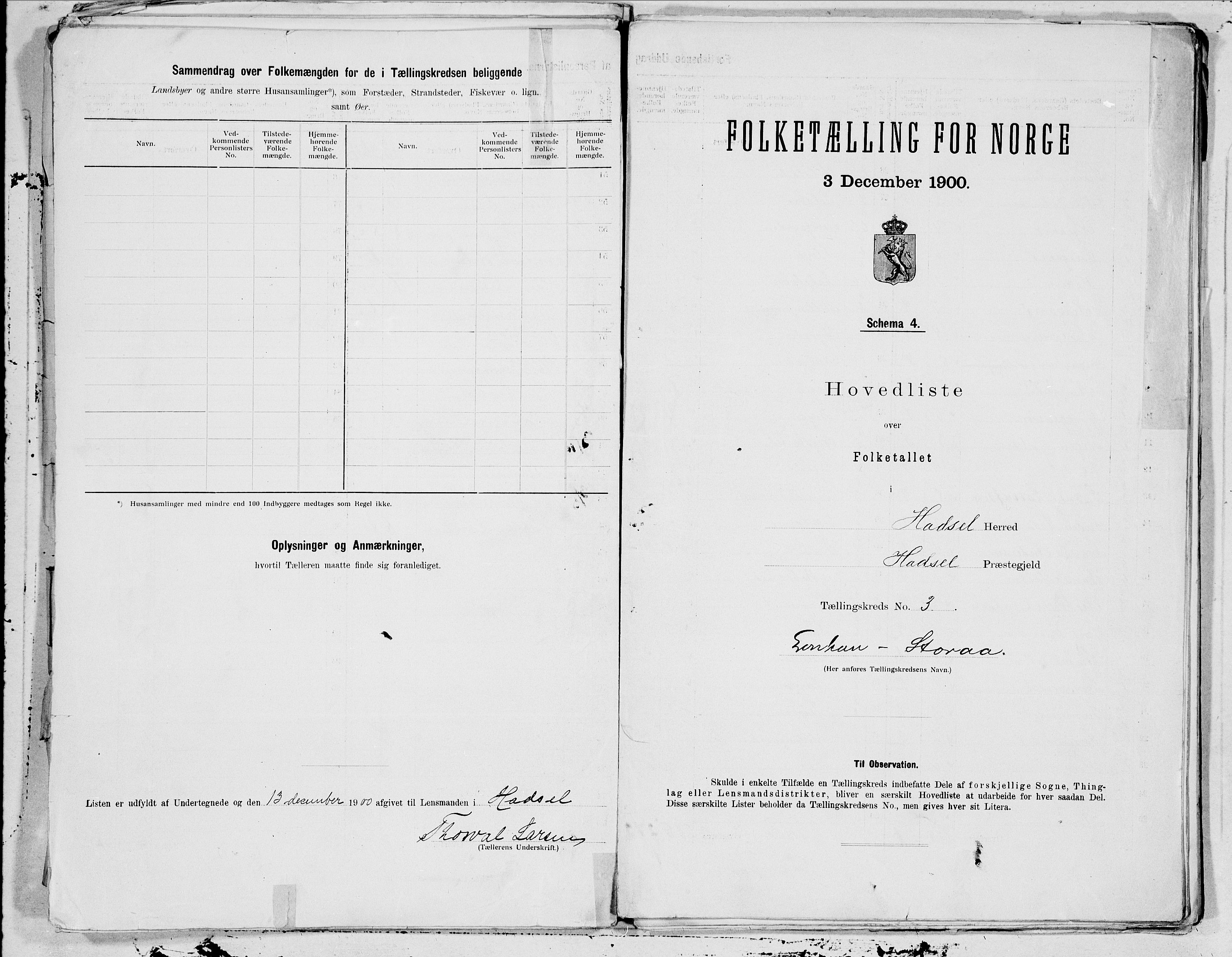 SAT, 1900 census for Hadsel, 1900, p. 6