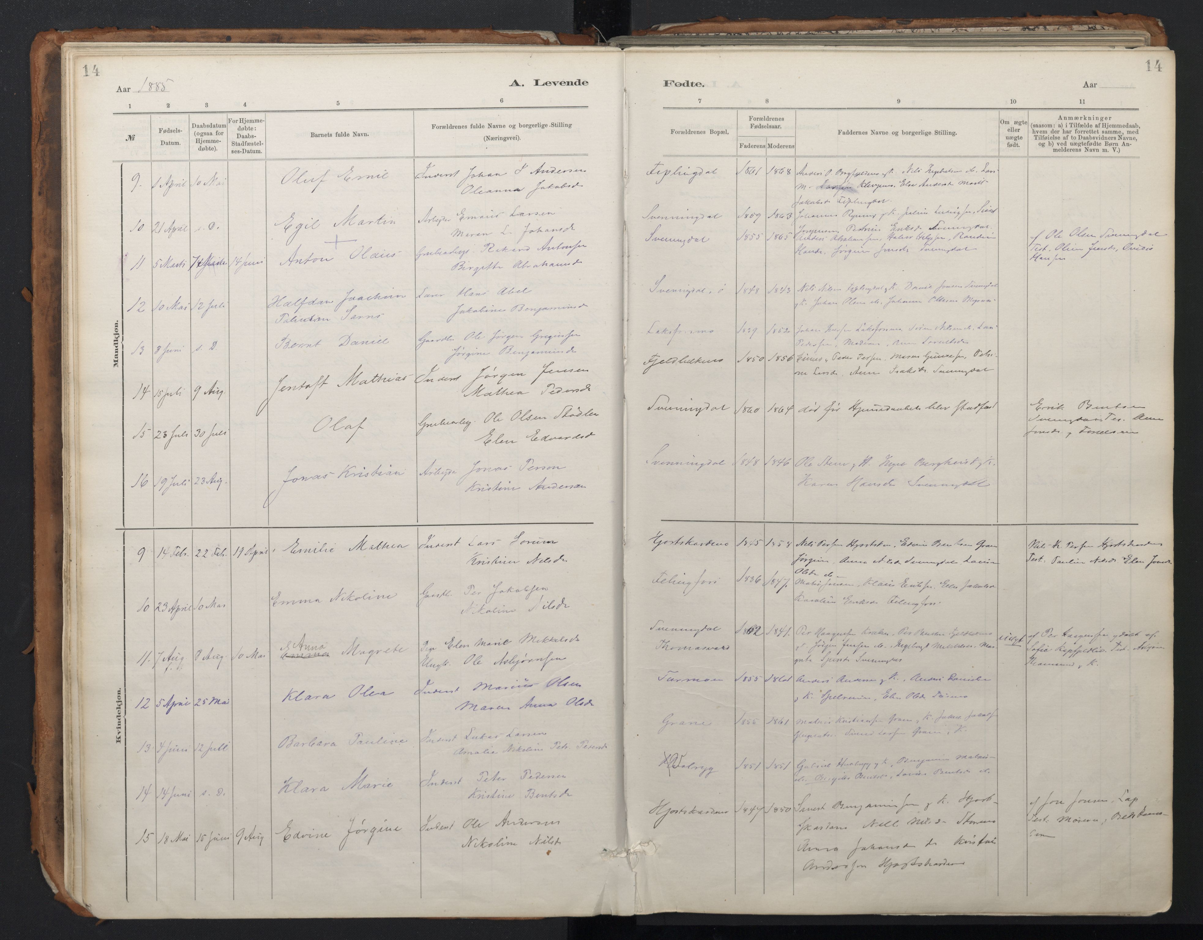 Ministerialprotokoller, klokkerbøker og fødselsregistre - Nordland, SAT/A-1459/824/L0338: Parish register (official) no. 824A01, 1880-1915, p. 14