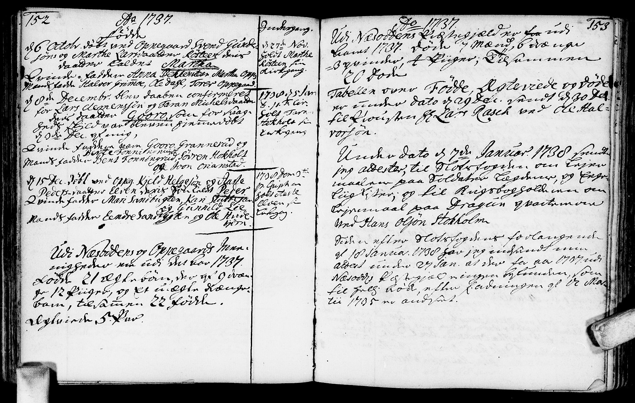 Nesodden prestekontor Kirkebøker, SAO/A-10013/F/Fa/L0001: Parish register (official) no. I 1, 1709-1749, p. 152-153
