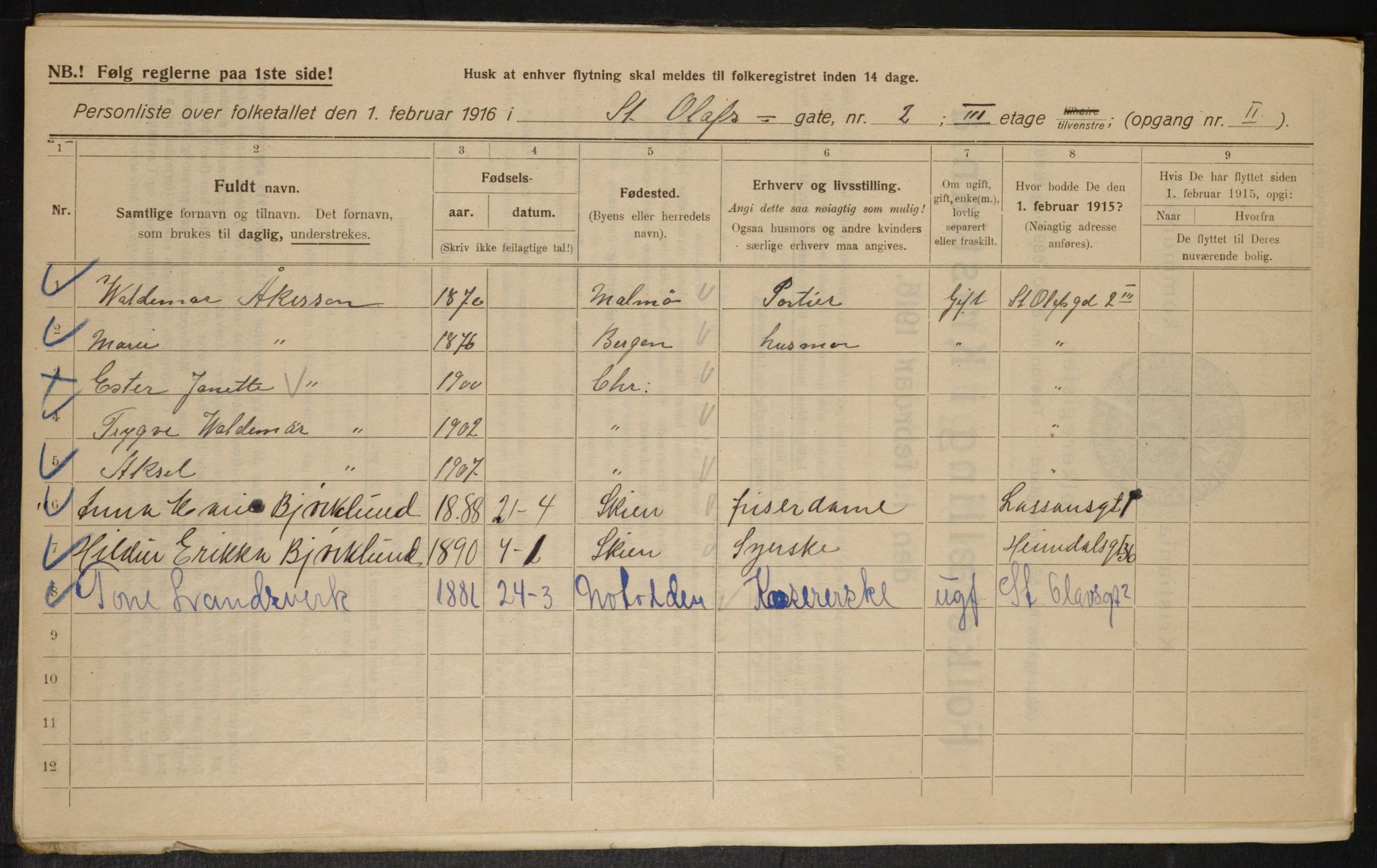 OBA, Municipal Census 1916 for Kristiania, 1916, p. 90165