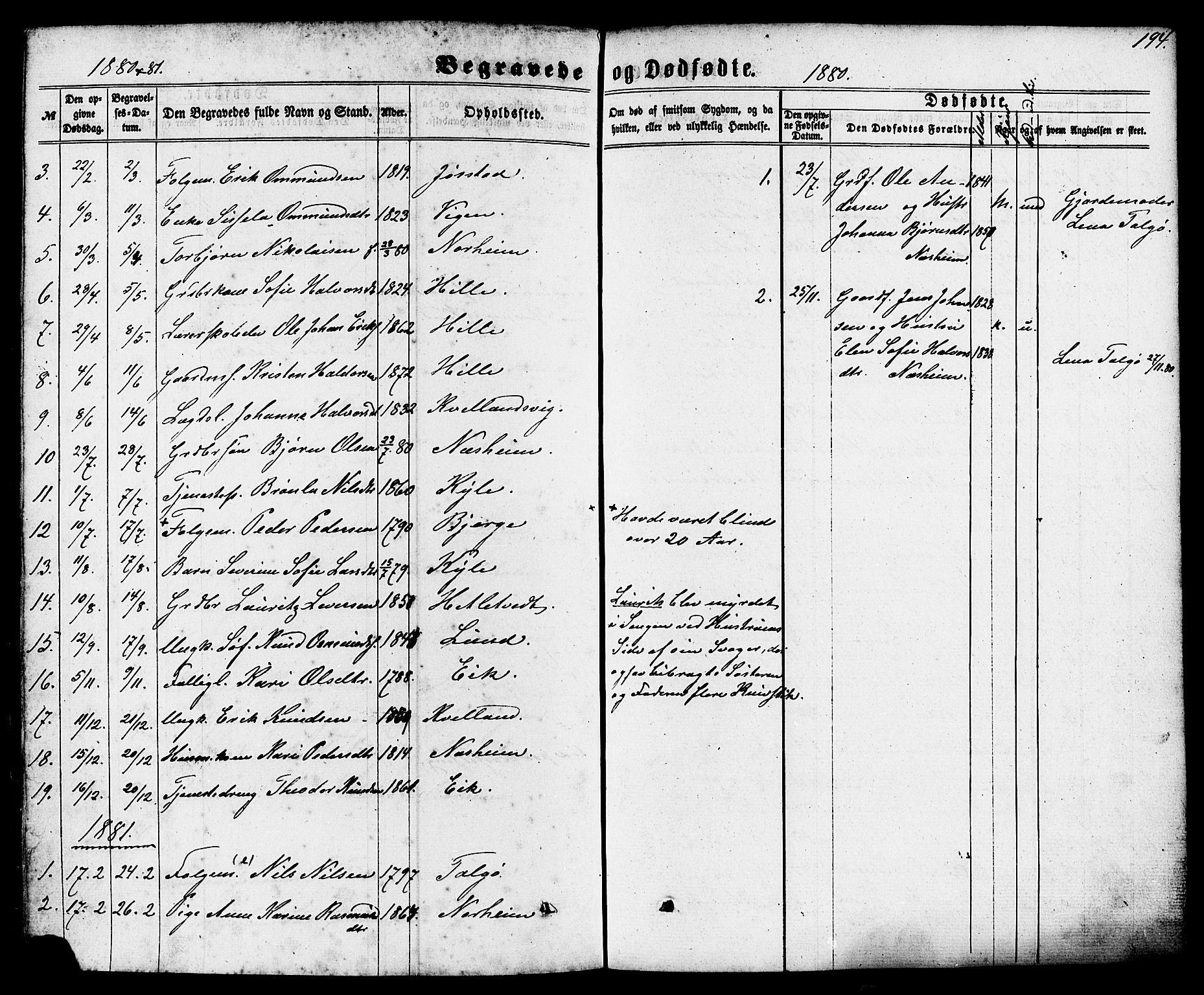 Nedstrand sokneprestkontor, AV/SAST-A-101841/01/IV: Parish register (official) no. A 10, 1861-1887, p. 194