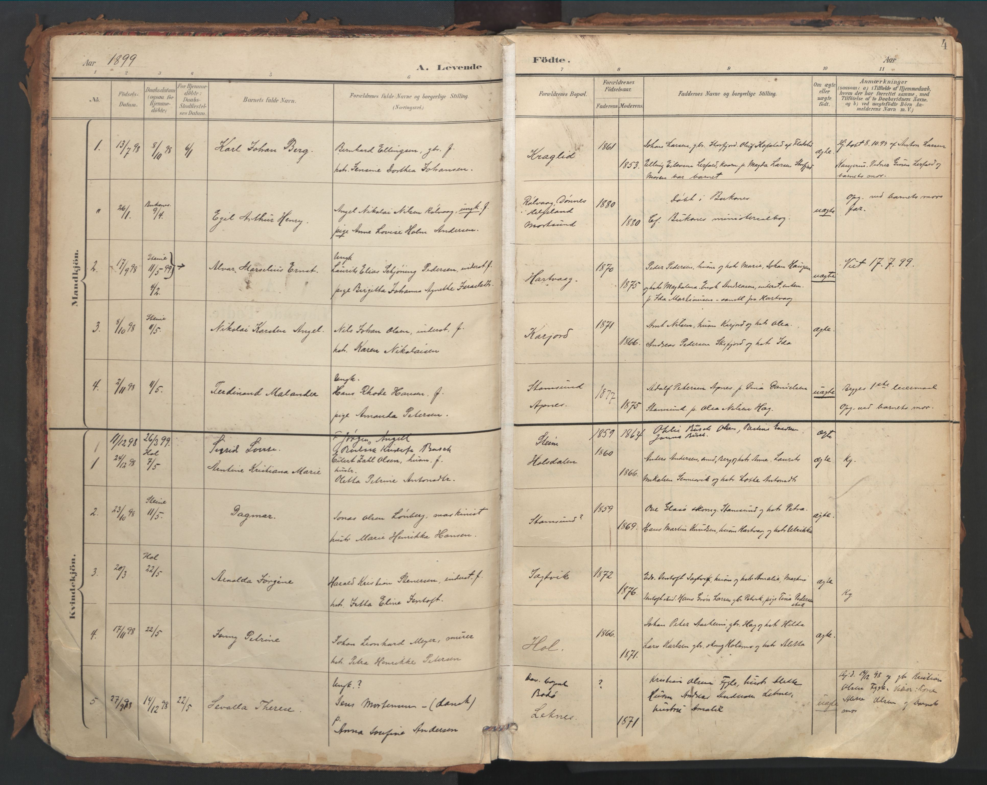 Ministerialprotokoller, klokkerbøker og fødselsregistre - Nordland, SAT/A-1459/882/L1180: Parish register (official) no. 882A02, 1897-1913, p. 4