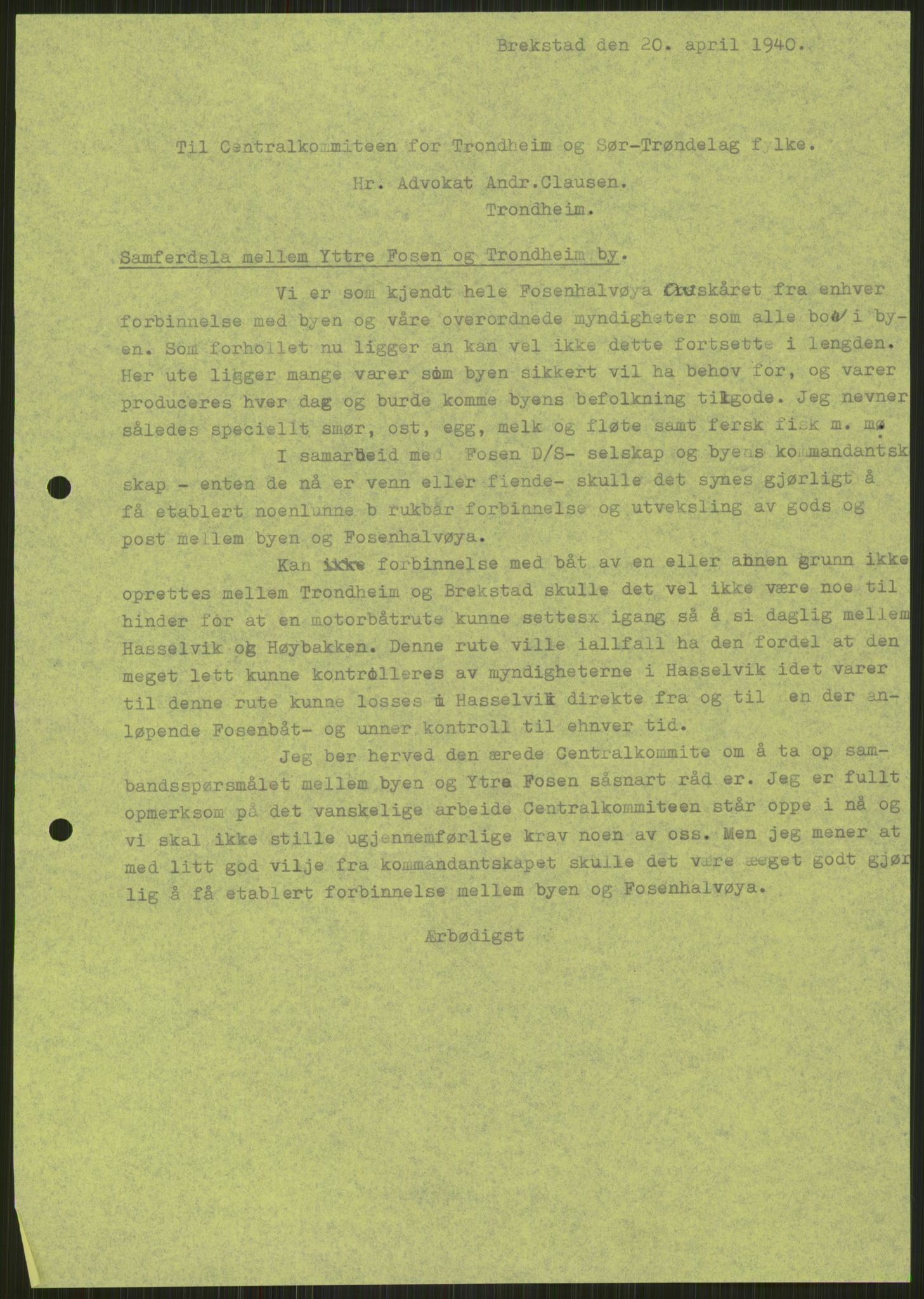 Forsvaret, Forsvarets krigshistoriske avdeling, AV/RA-RAFA-2017/Y/Ya/L0016: II-C-11-31 - Fylkesmenn.  Rapporter om krigsbegivenhetene 1940., 1940, p. 36