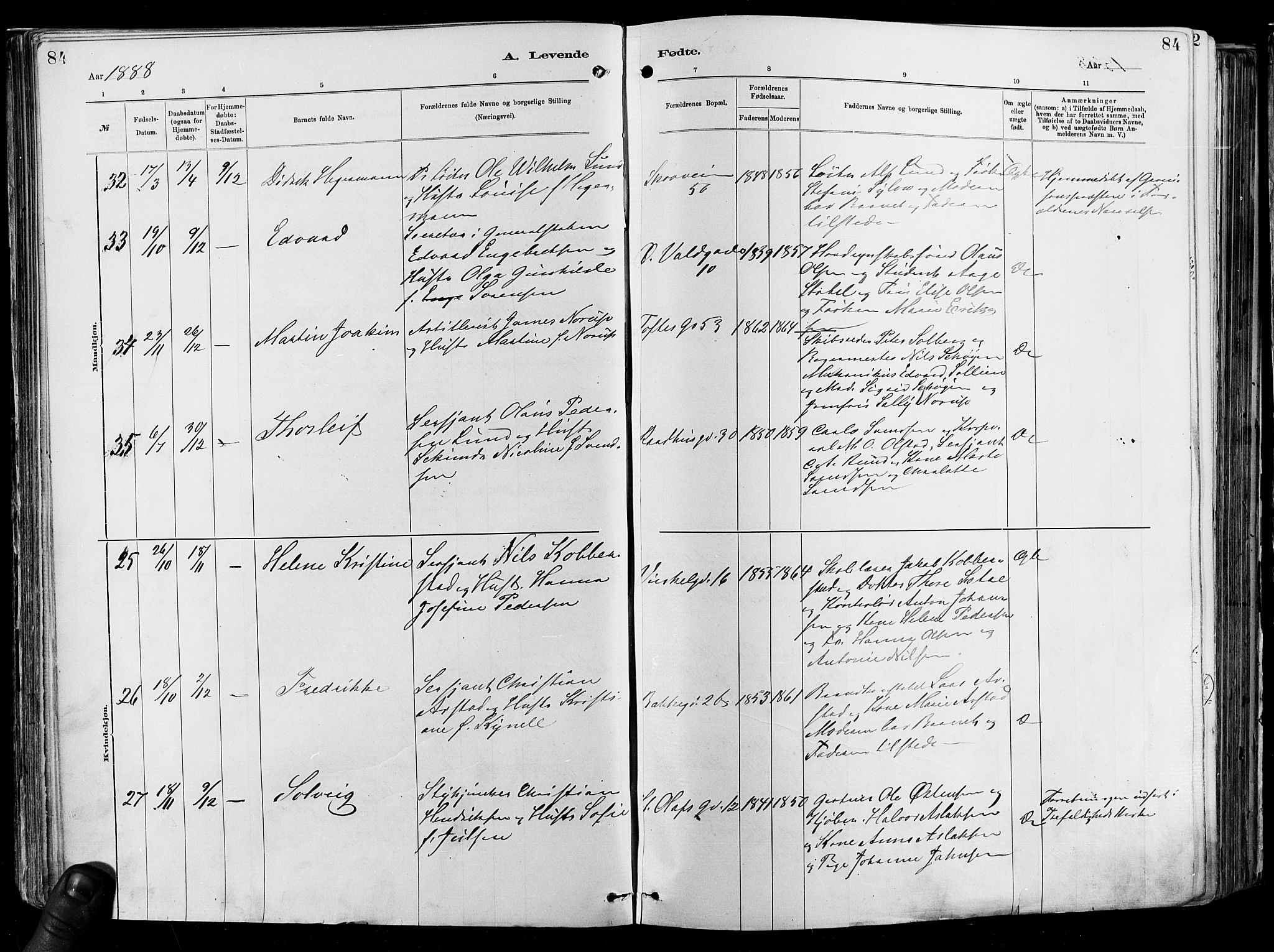 Garnisonsmenigheten Kirkebøker, AV/SAO-A-10846/F/Fa/L0012: Parish register (official) no. 12, 1880-1893, p. 84