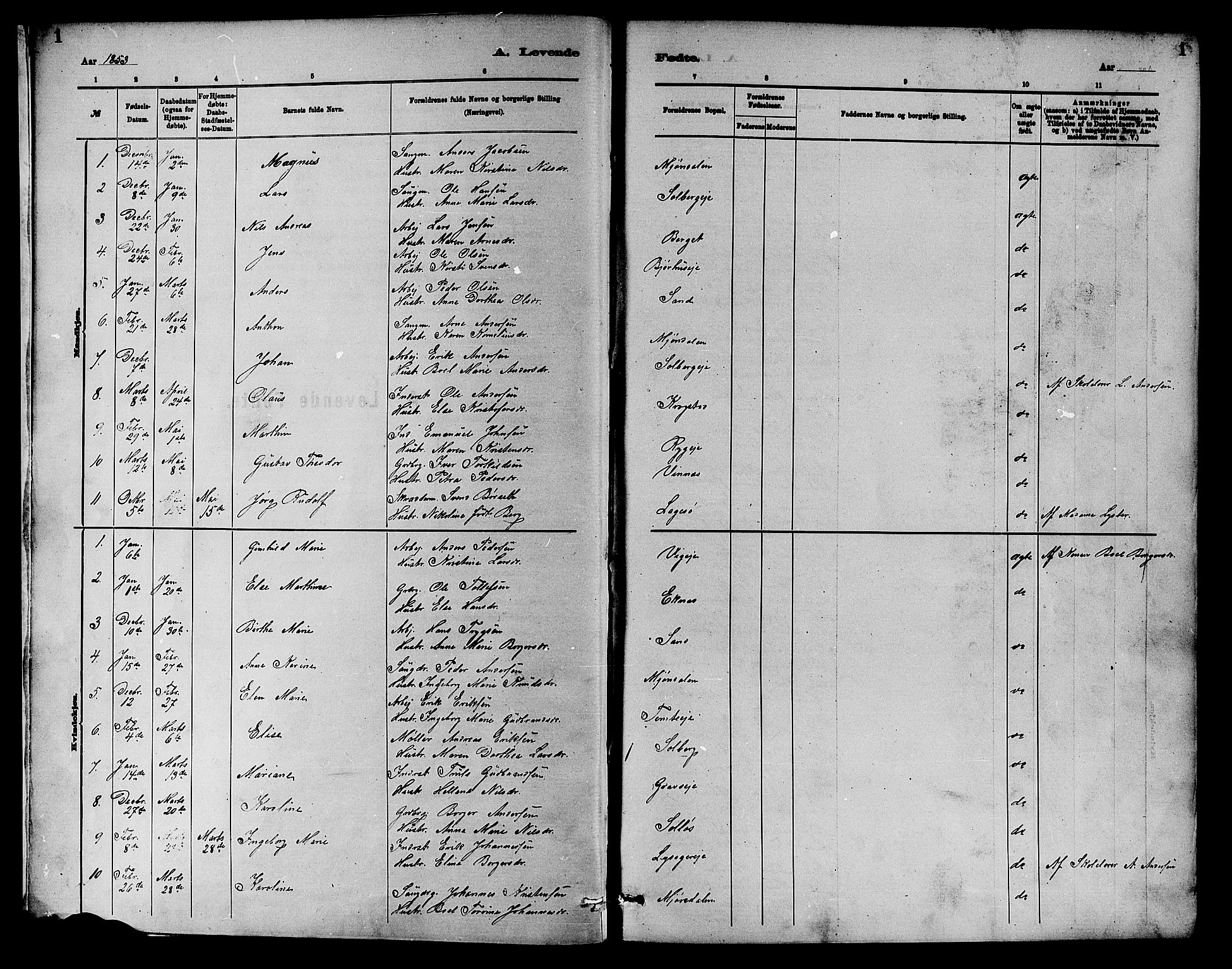 Nedre Eiker kirkebøker, AV/SAKO-A-612/F/Fa/L0001: Parish register (official) no. 1, 1853-1877, p. 1