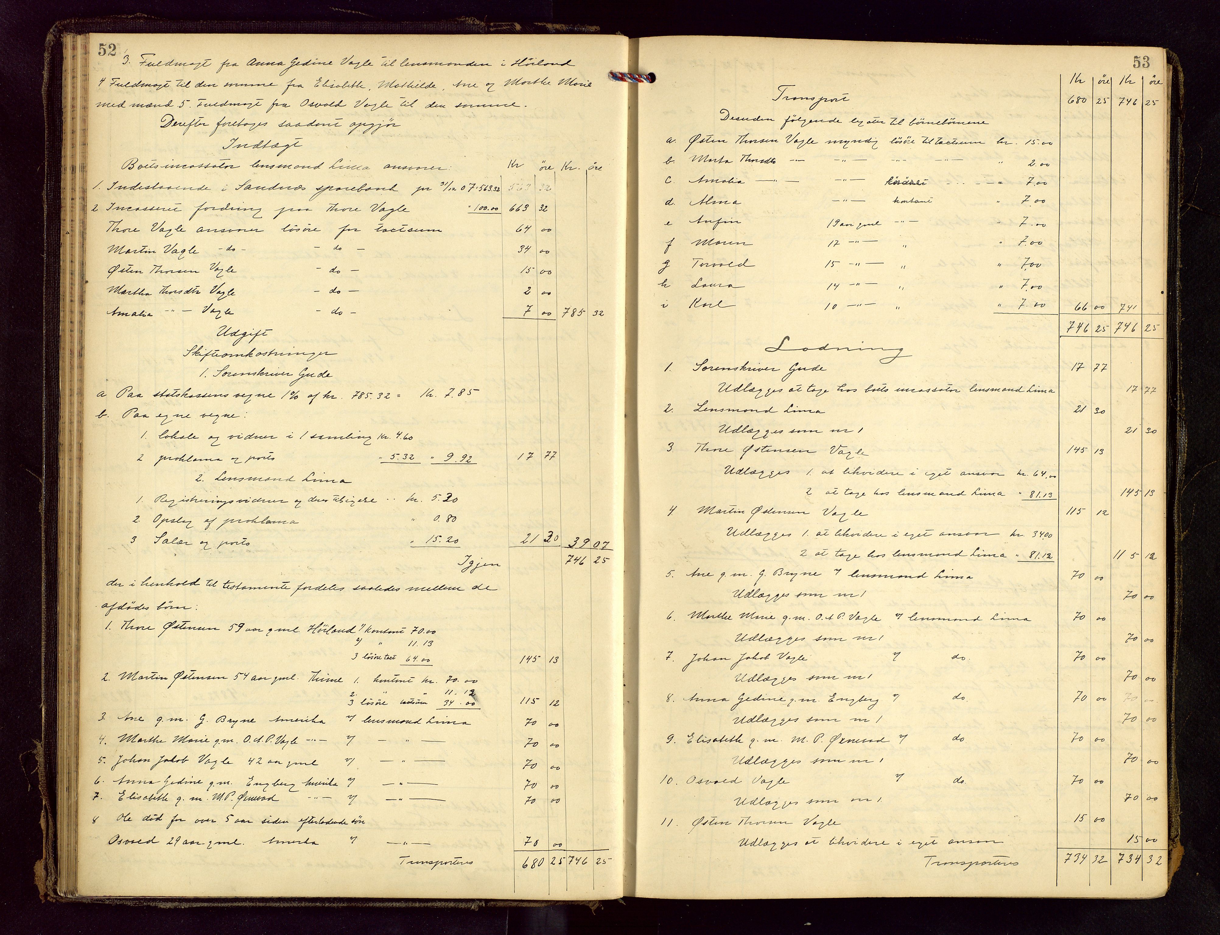Jæren sorenskriveri, AV/SAST-A-100310/01/5/50/50BB/L0007: SKIFTEUTLODNINGSPROTOKOLL, 1907-1914, p. 52-53
