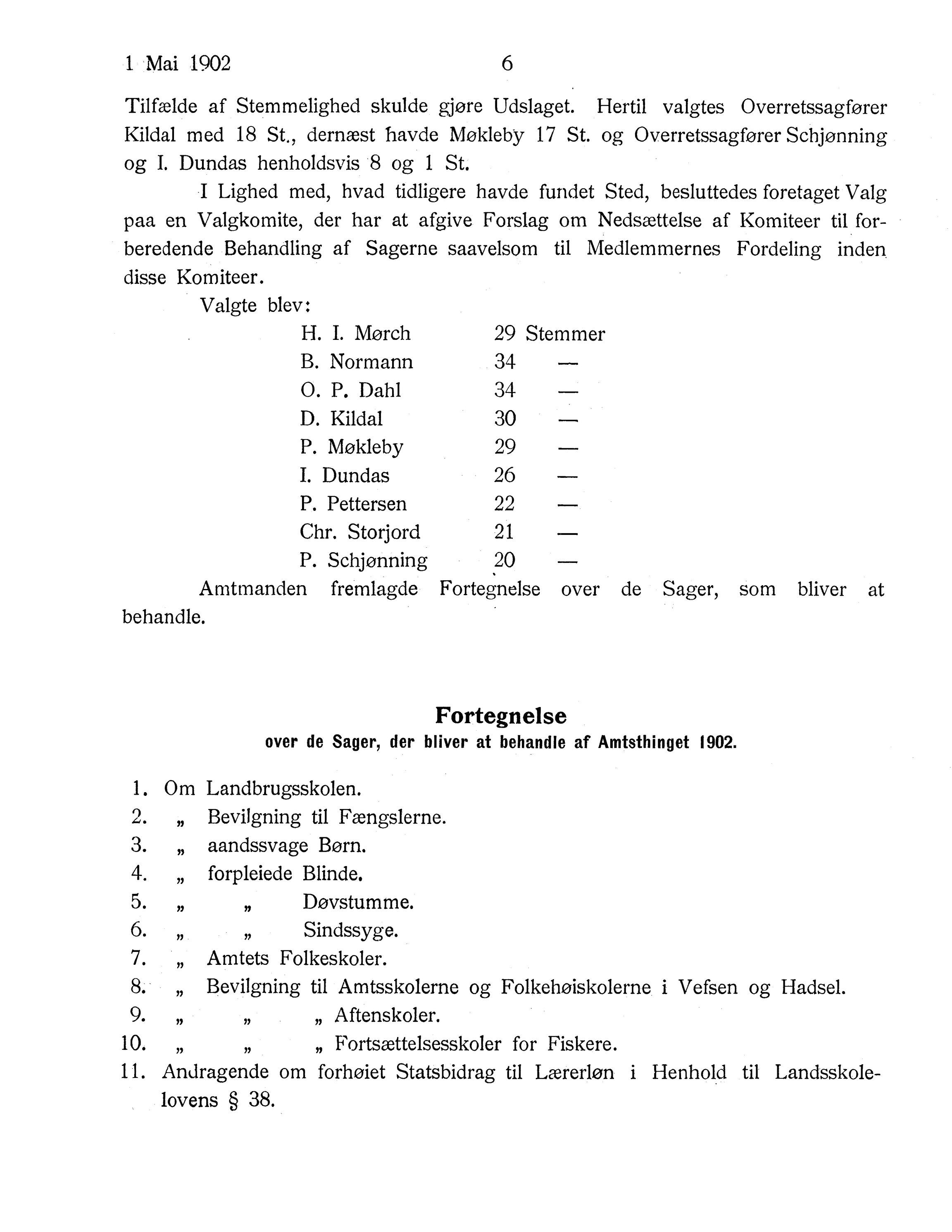 Nordland Fylkeskommune. Fylkestinget, AIN/NFK-17/176/A/Ac/L0025: Fylkestingsforhandlinger 1902, 1902, p. 6