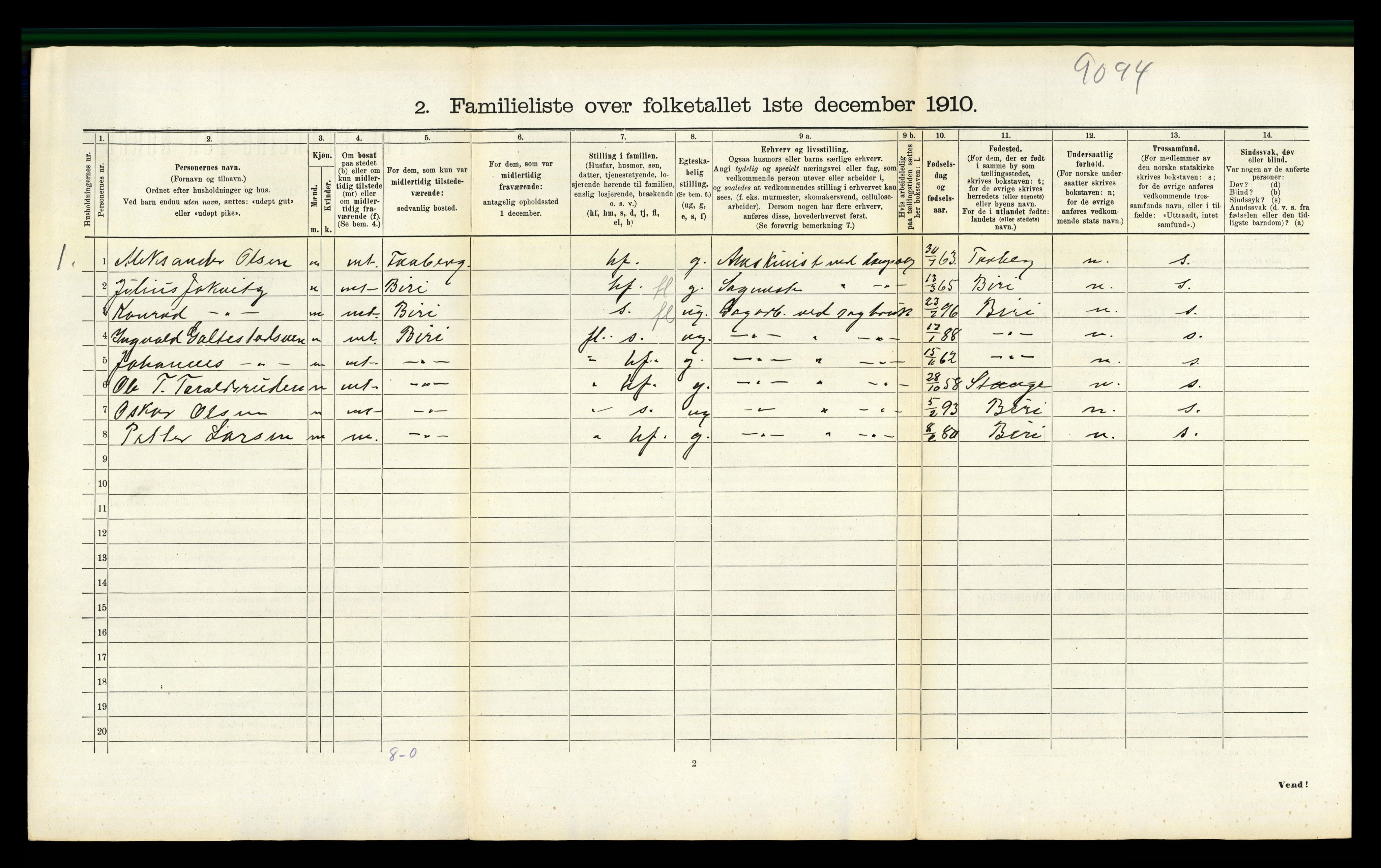 RA, 1910 census for Gjøvik, 1910, p. 1595