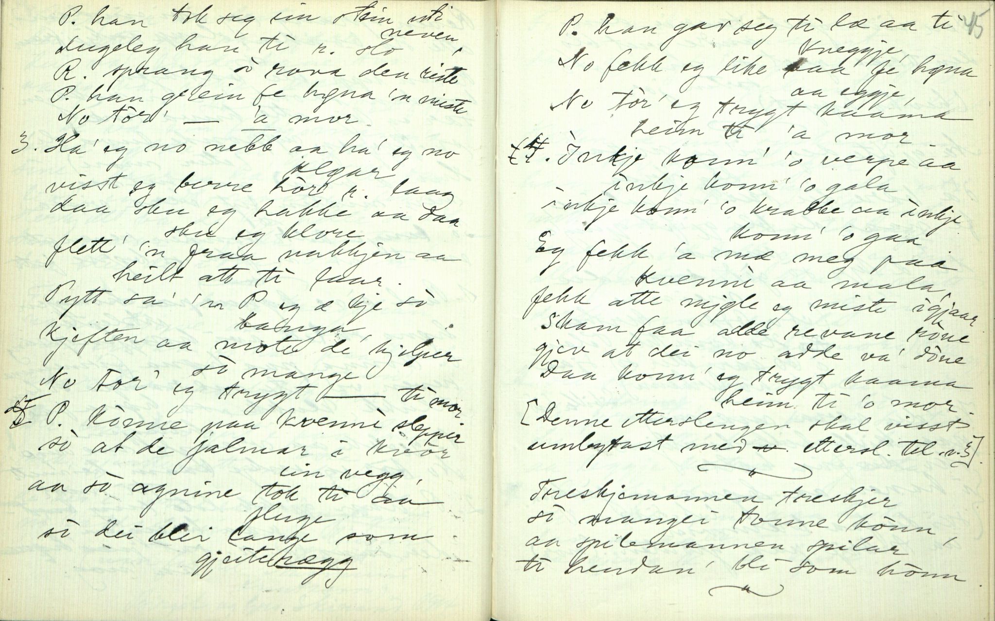 Rikard Berge, TEMU/TGM-A-1003/F/L0003/0003: 061-100 Innholdslister / 63 Truir, ordtøke, skjemtesegnir m.m., 1910, p. 44-45