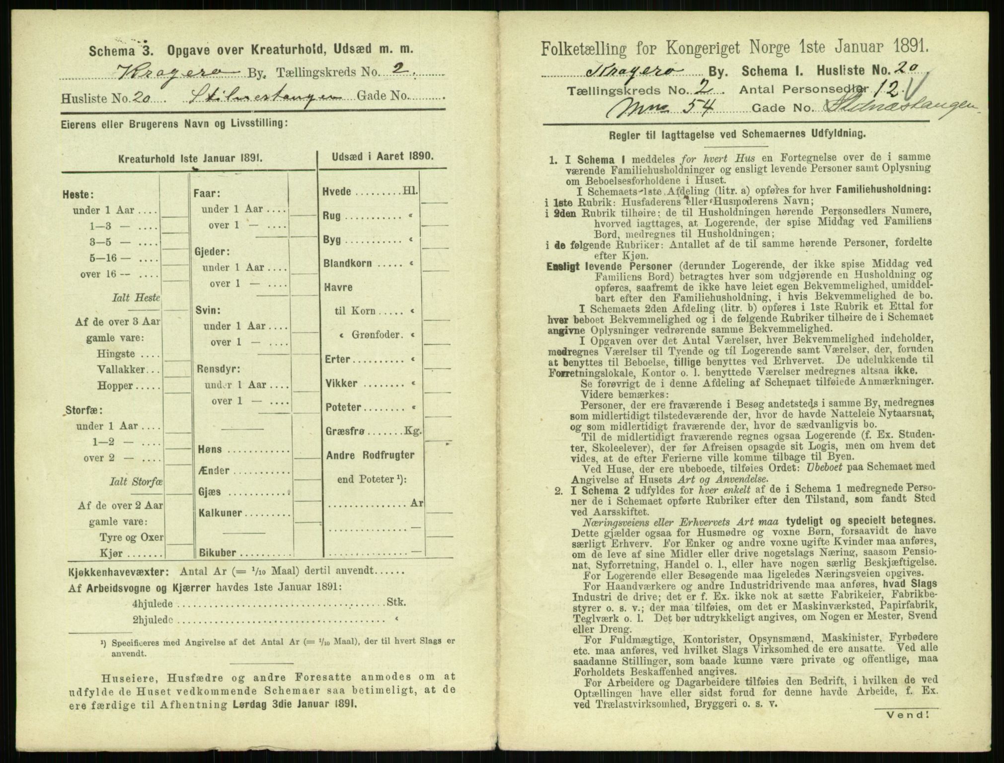 RA, 1891 census for 0801 Kragerø, 1891, p. 330