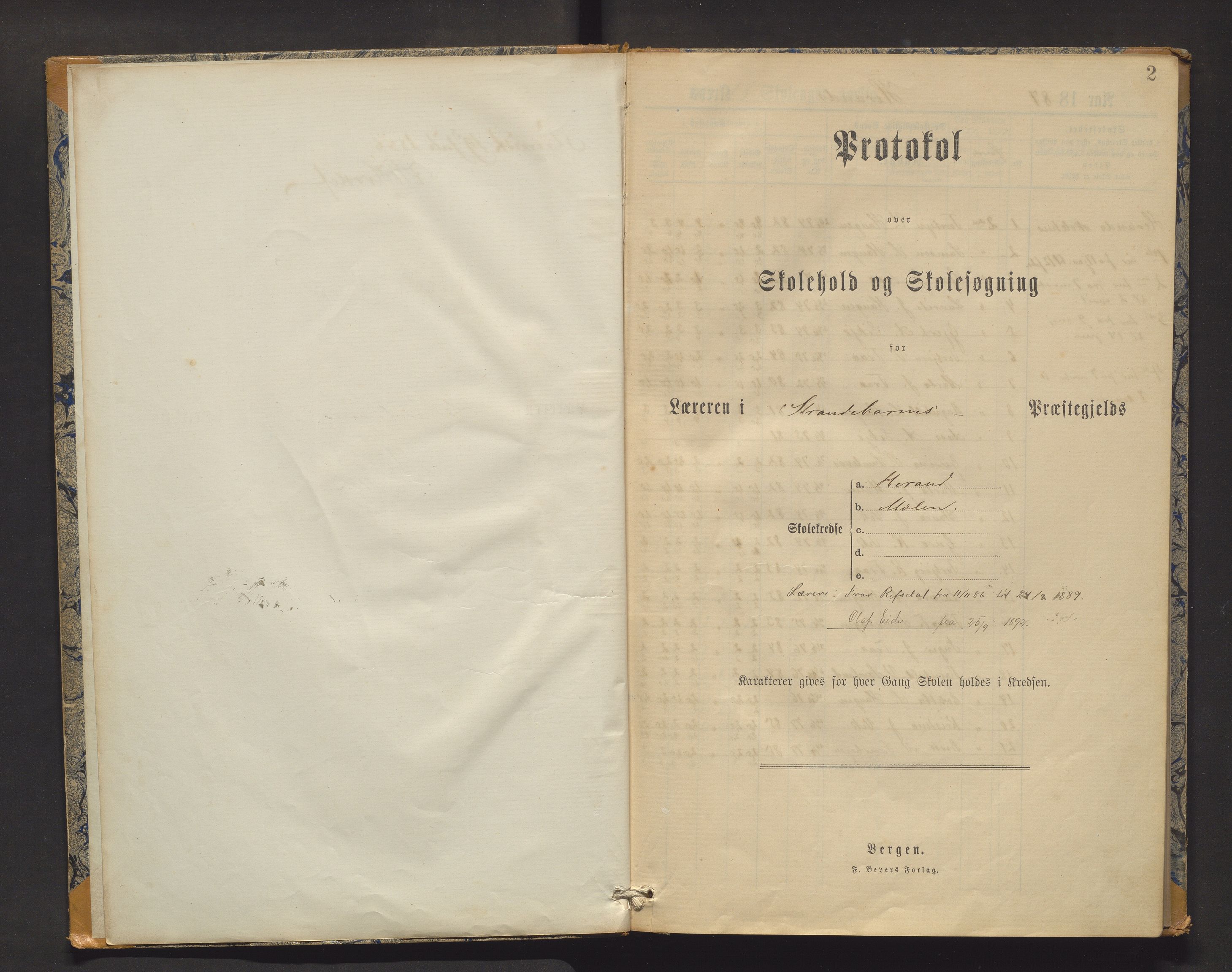 Jondal kommune. Barneskulane, IKAH/1227-231/F/Fd/L0003: Skuleprotokoll for Herand krins, 1887-1894