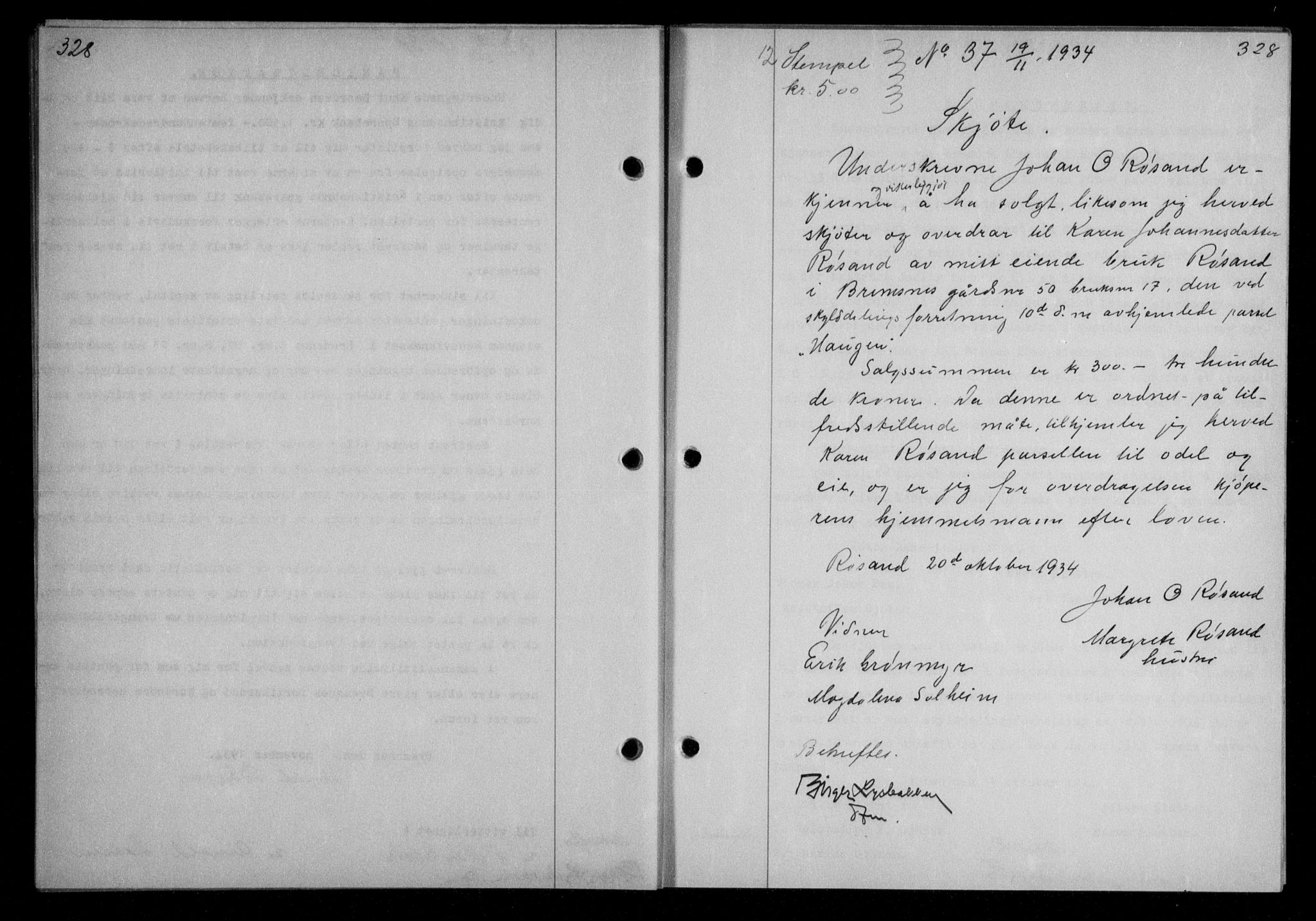 Nordmøre sorenskriveri, AV/SAT-A-4132/1/2/2Ca/L0082: Mortgage book no. 72, 1934-1934, Deed date: 19.11.1934