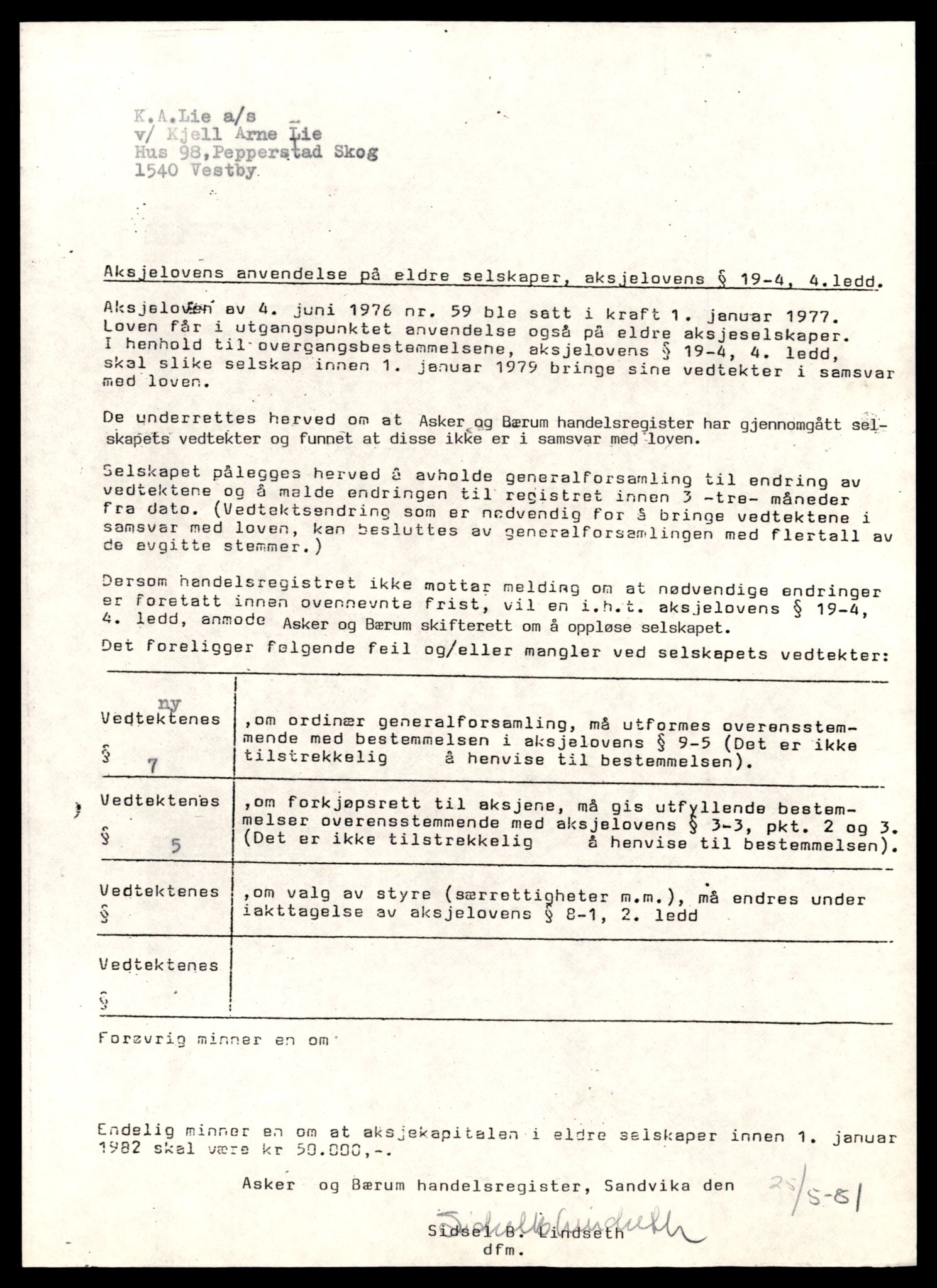 Asker og Bærum tingrett, AV/SAT-A-10379/K/Kb/Kbb/L0106: Aksjeselskap og andelslag i Bærum, Lie - Log, 1964-1989, p. 1