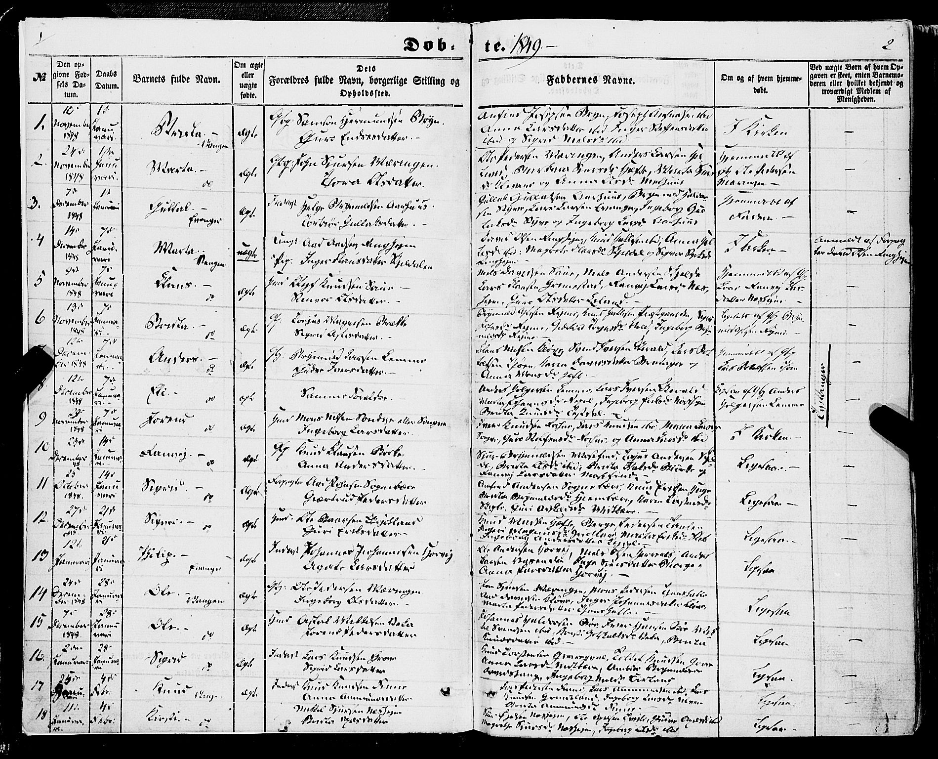 Voss sokneprestembete, AV/SAB-A-79001/H/Haa: Parish register (official) no. A 16, 1849-1863, p. 2