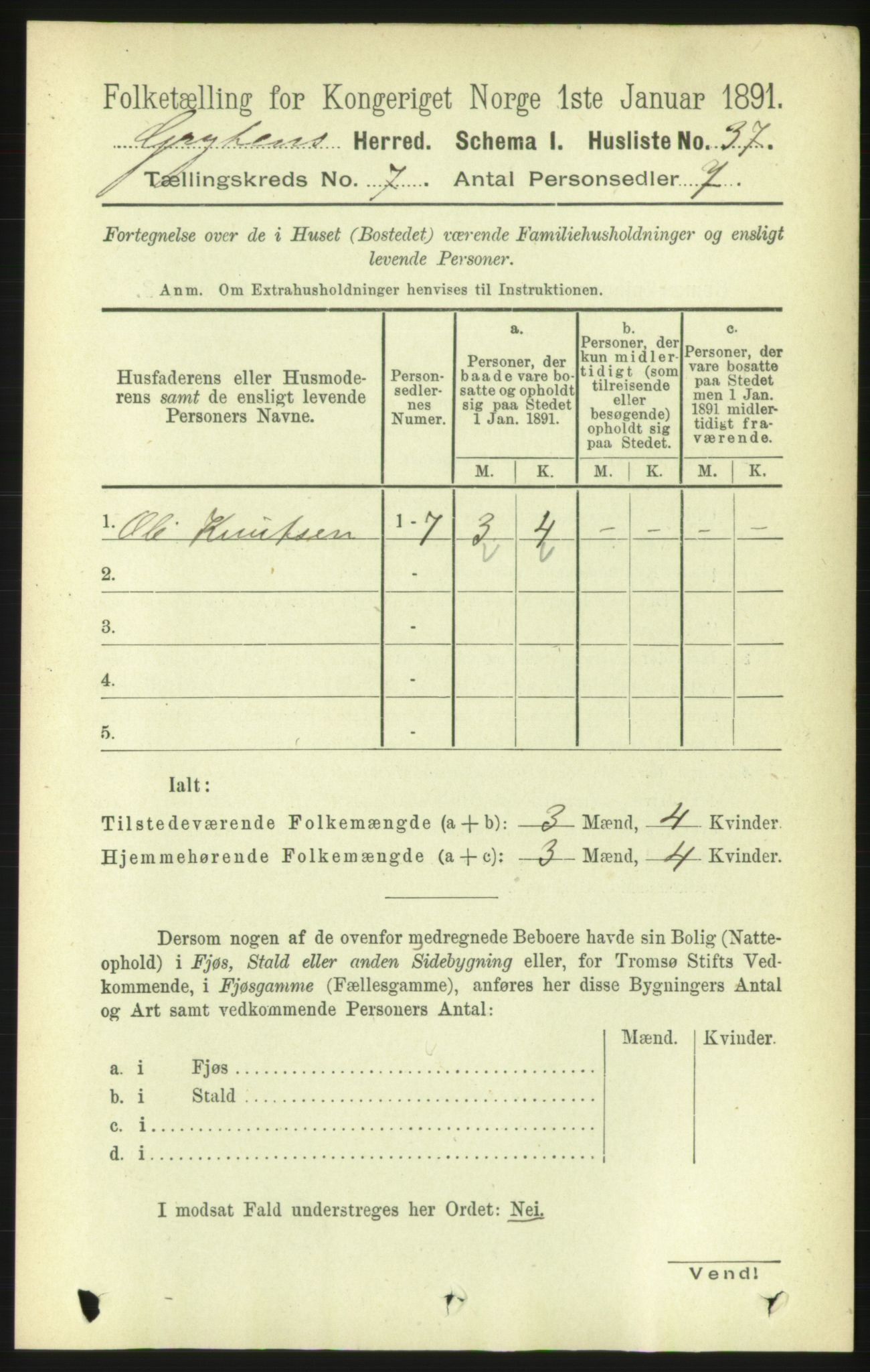 RA, 1891 census for 1539 Grytten, 1891, p. 2856