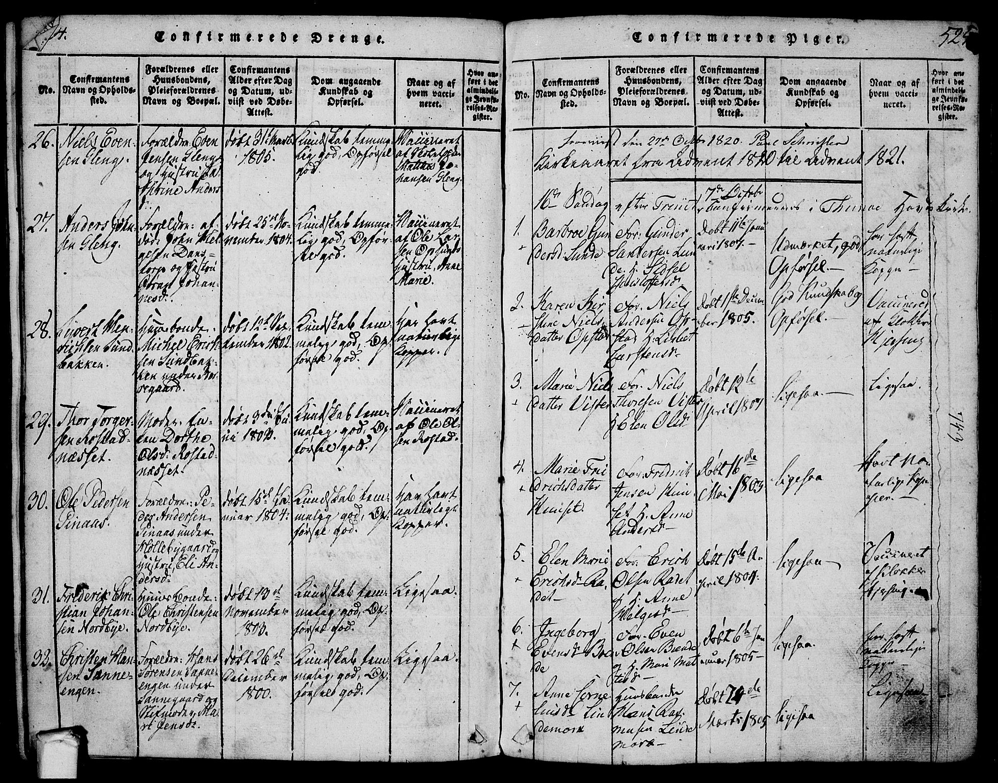 Tune prestekontor Kirkebøker, SAO/A-2007/F/Fa/L0005: Parish register (official) no. 5, 1815-1823, p. 524-525