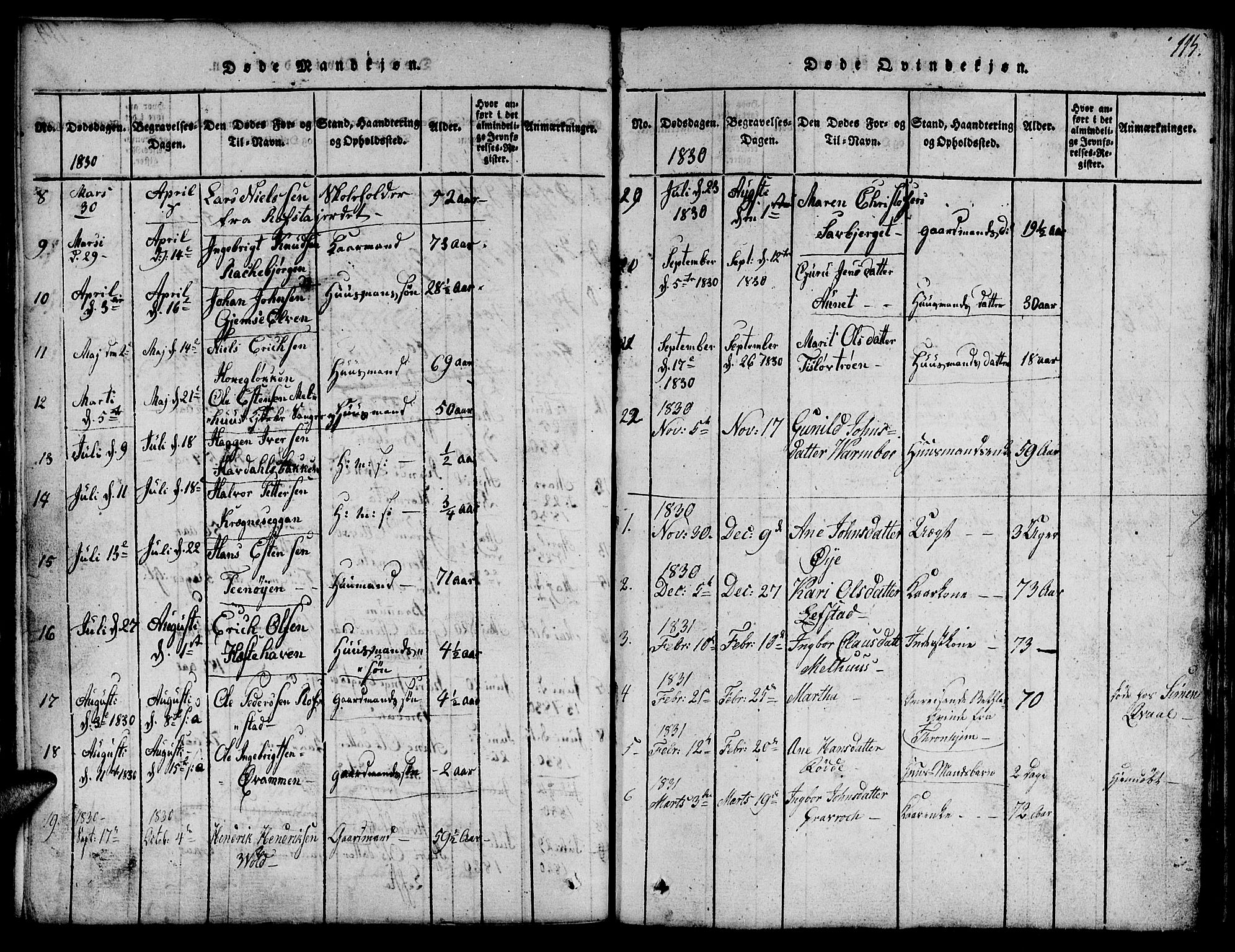 Ministerialprotokoller, klokkerbøker og fødselsregistre - Sør-Trøndelag, SAT/A-1456/691/L1092: Parish register (copy) no. 691C03, 1816-1852, p. 115