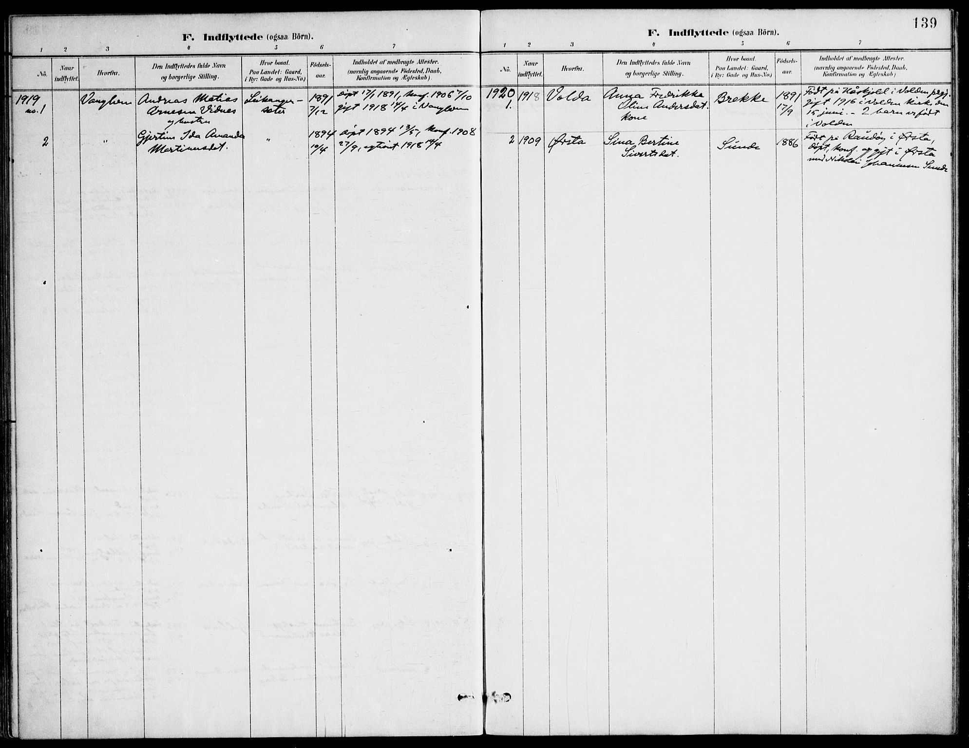 Ministerialprotokoller, klokkerbøker og fødselsregistre - Møre og Romsdal, AV/SAT-A-1454/508/L0095: Parish register (official) no. 508A02, 1887-1920, p. 139