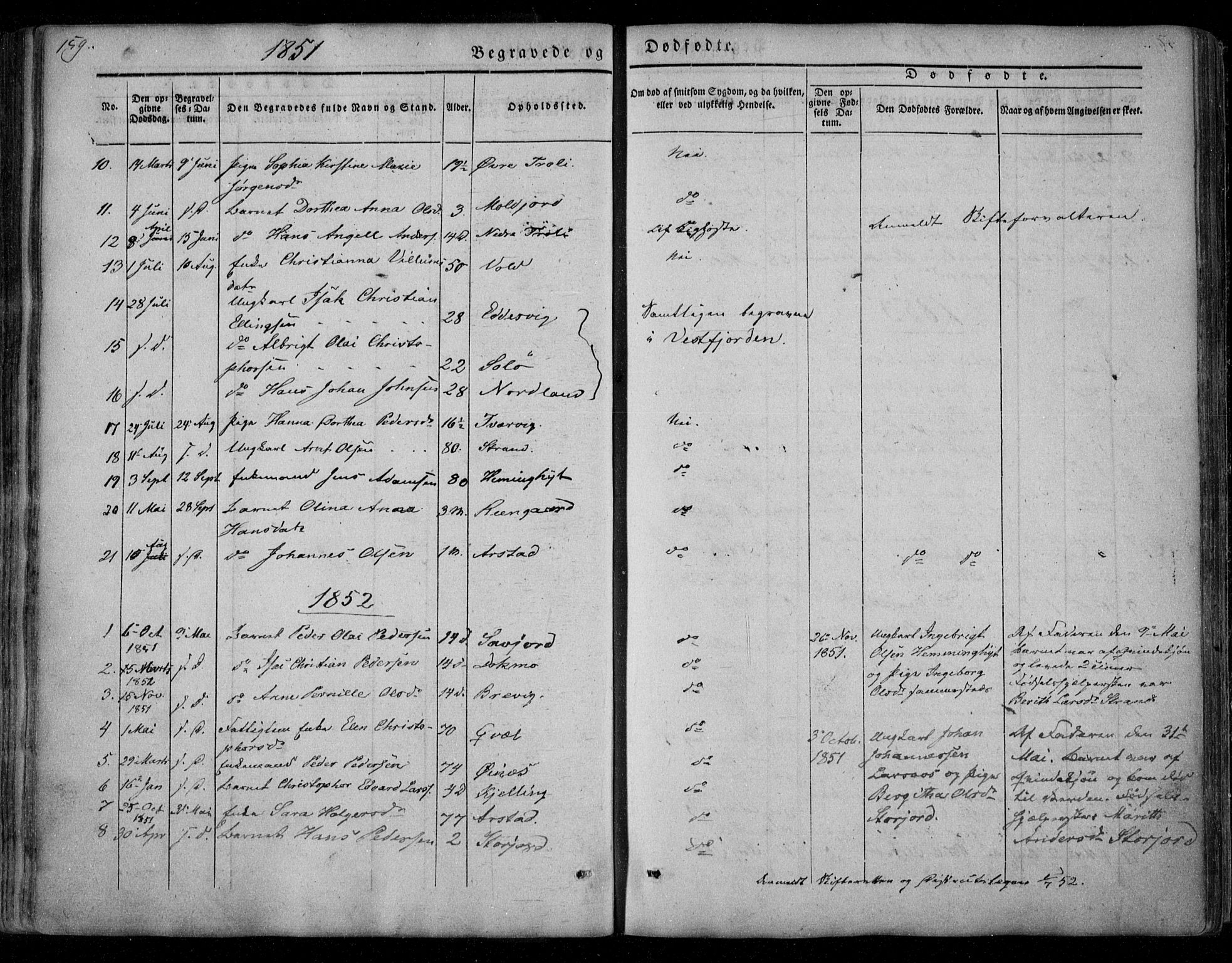 Ministerialprotokoller, klokkerbøker og fødselsregistre - Nordland, AV/SAT-A-1459/846/L0644: Parish register (official) no. 846A02, 1837-1872, p. 159