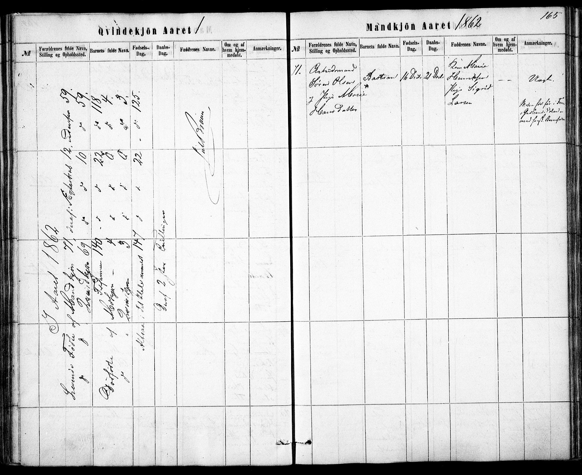 Rikshospitalet prestekontor Kirkebøker, AV/SAO-A-10309b/F/L0004: Parish register (official) no. 4, 1853-1870, p. 165