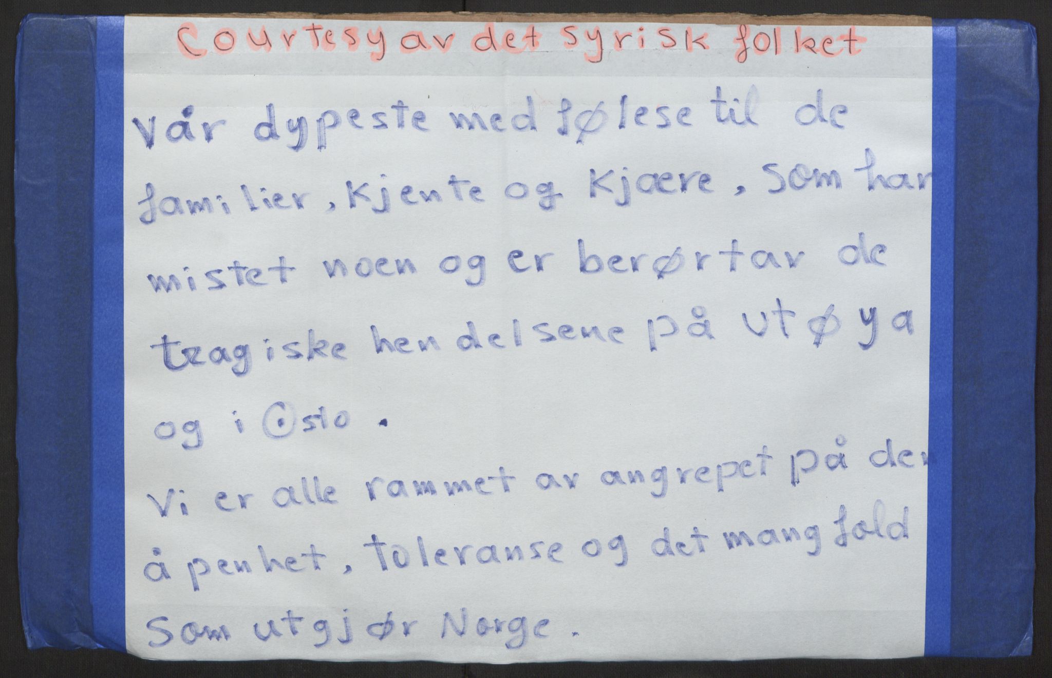 Minnemateriale etter 22.07.2011, RA/S-6313/00/A/L0001: Minnemateriale utvalgt for publisering i forbindelse med ettårsmarkeringen, 2011, p. 1154