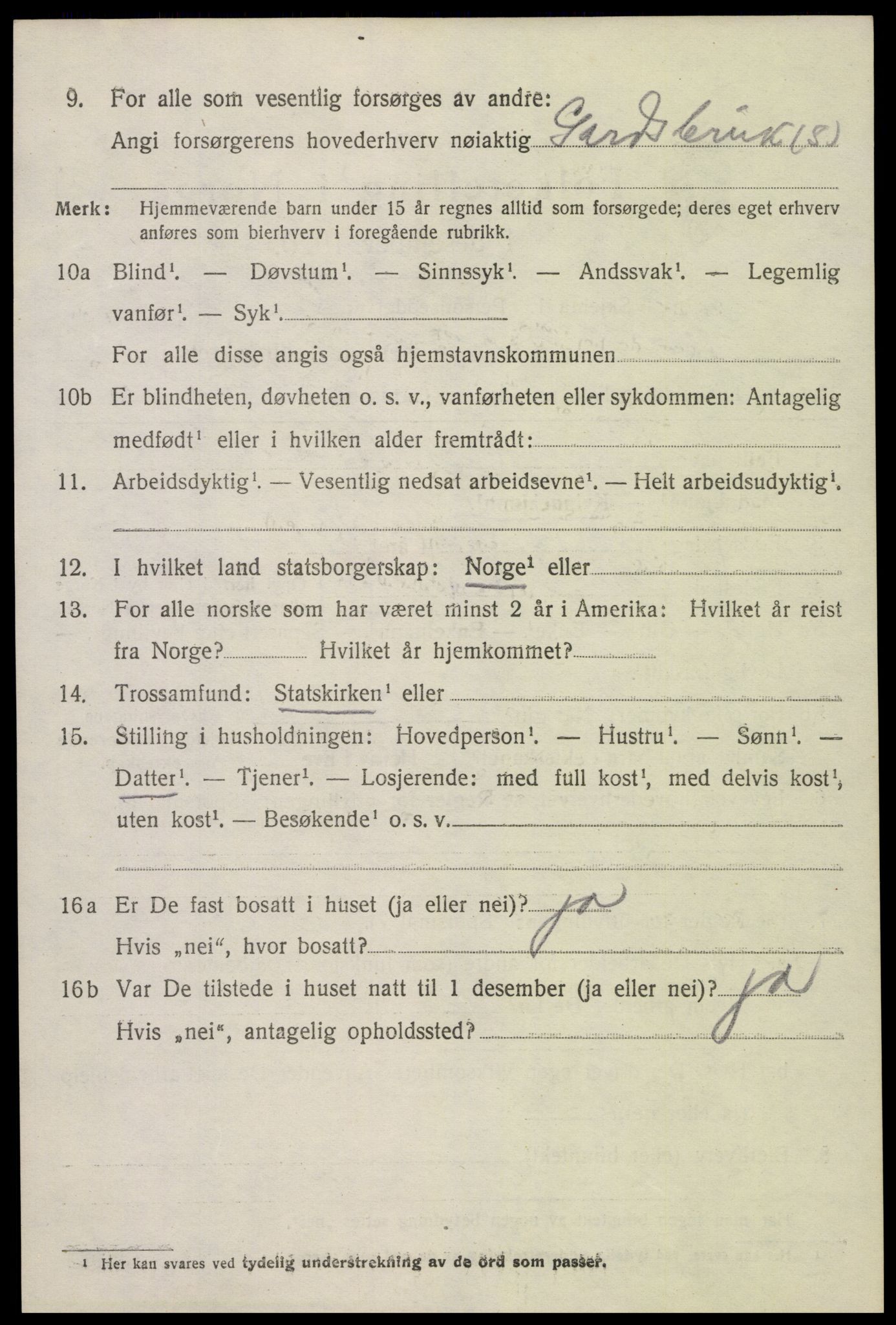 SAK, 1920 census for Hornnes, 1920, p. 3116