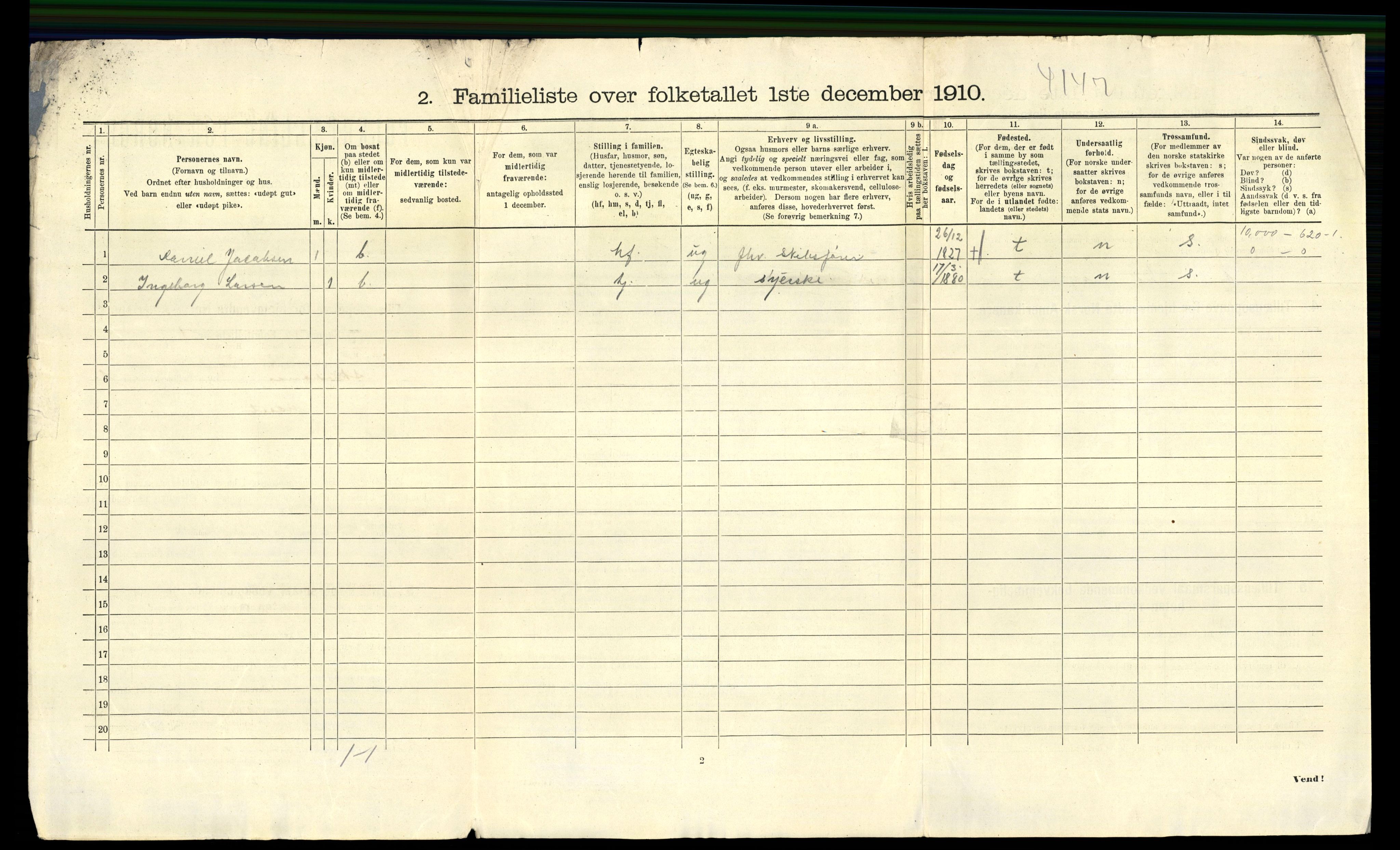 RA, 1910 census for Skudeneshavn, 1910, p. 22