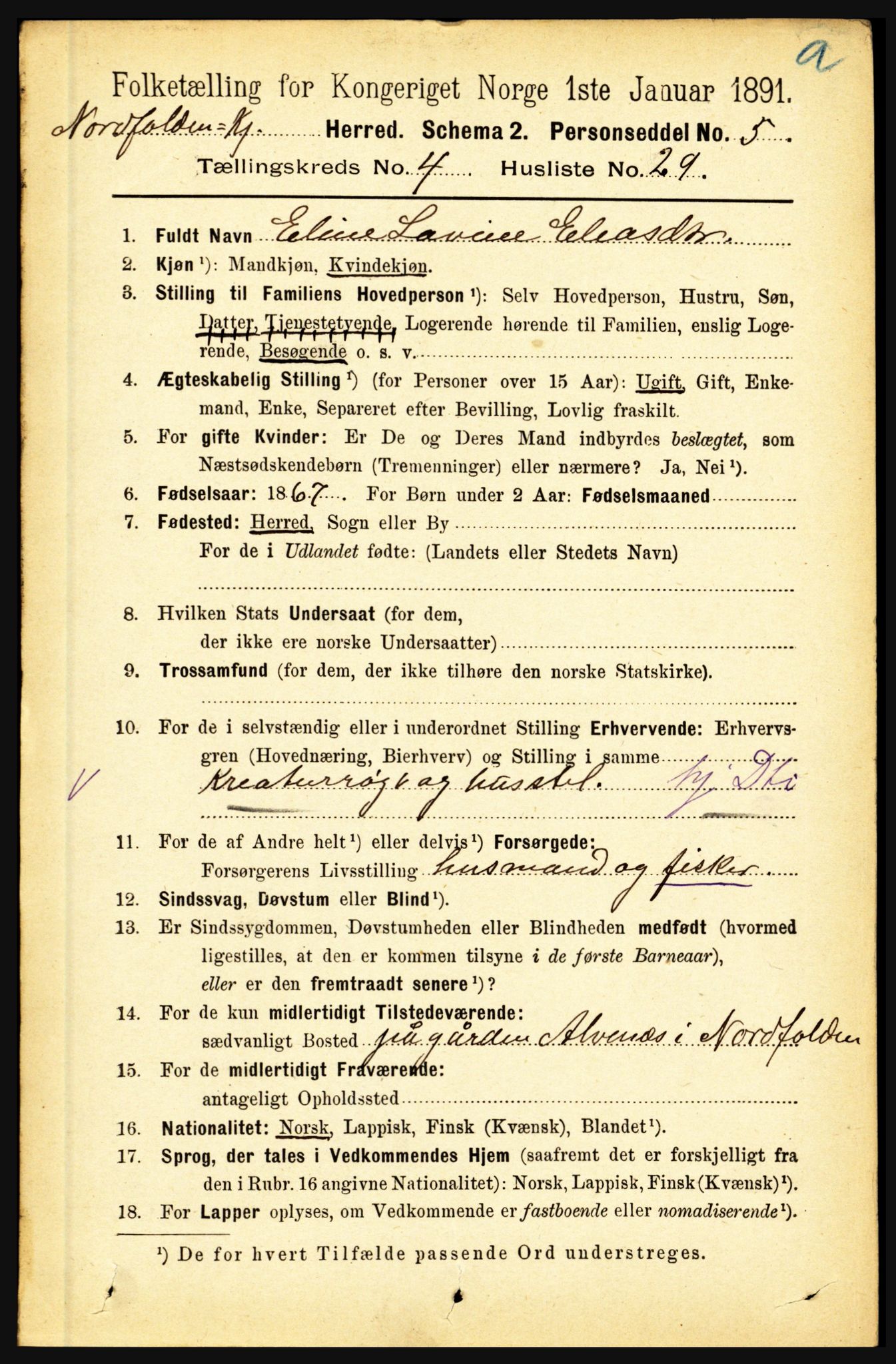 RA, 1891 census for 1846 Nordfold-Kjerringøy, 1891, p. 1118