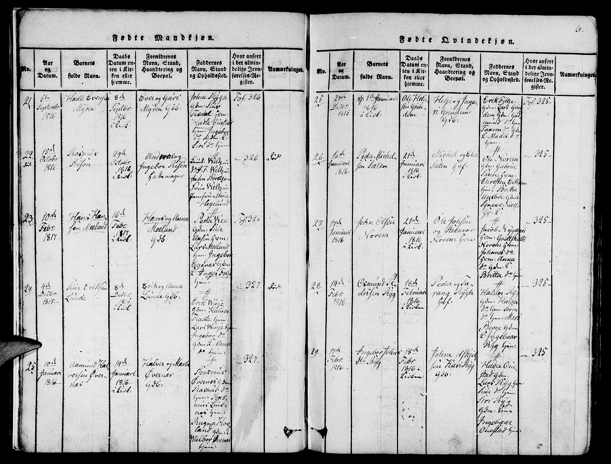 Etne sokneprestembete, AV/SAB-A-75001/H/Haa: Parish register (official) no. A 6, 1815-1831, p. 6