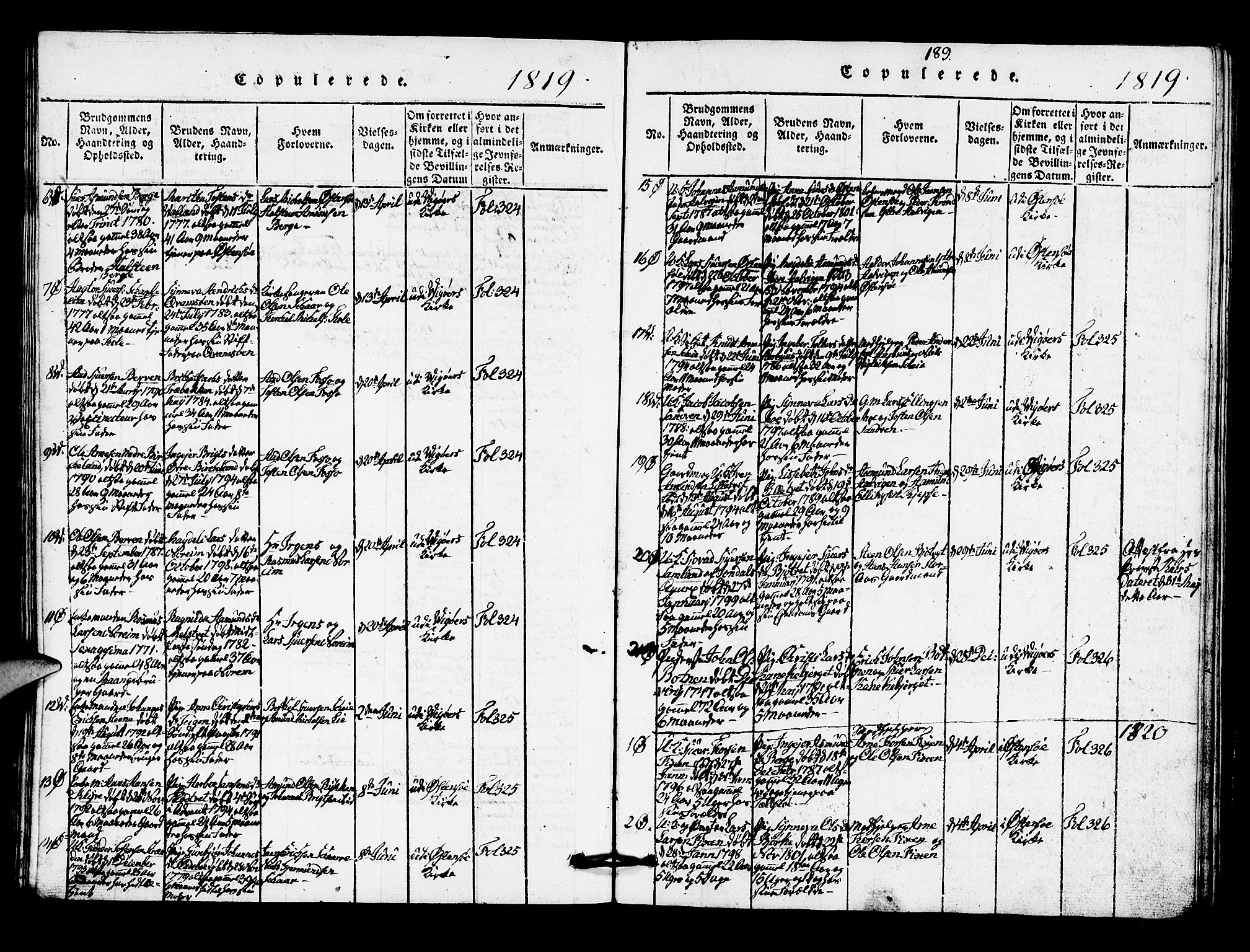 Kvam sokneprestembete, AV/SAB-A-76201/H/Hab: Parish register (copy) no. A 1, 1818-1832, p. 189