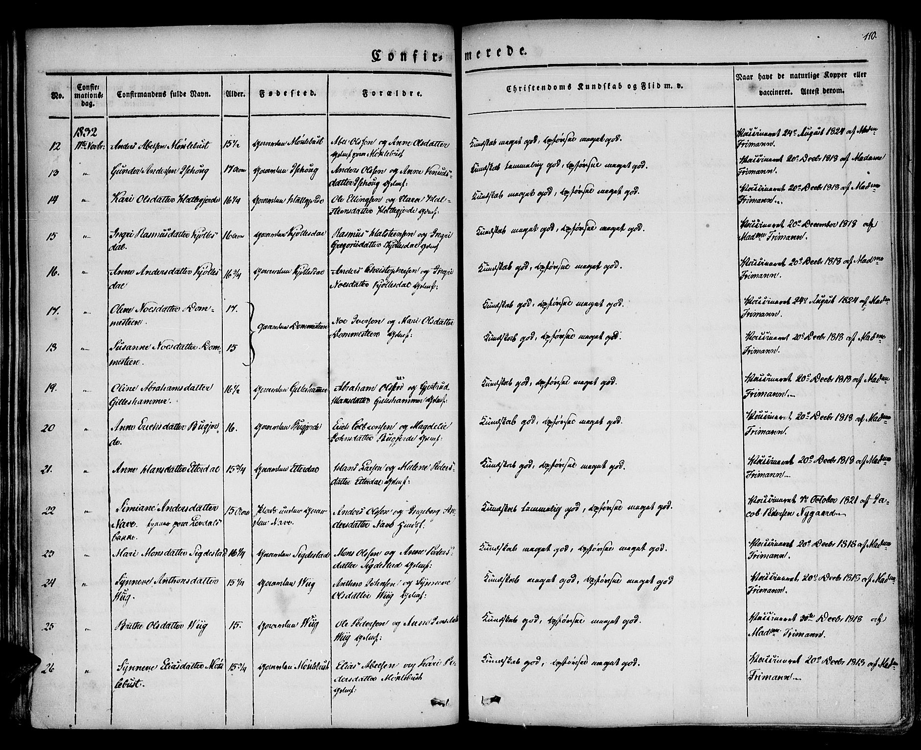 Davik sokneprestembete, AV/SAB-A-79701/H/Haa/Haaa/L0004: Parish register (official) no. A 4, 1830-1849, p. 110