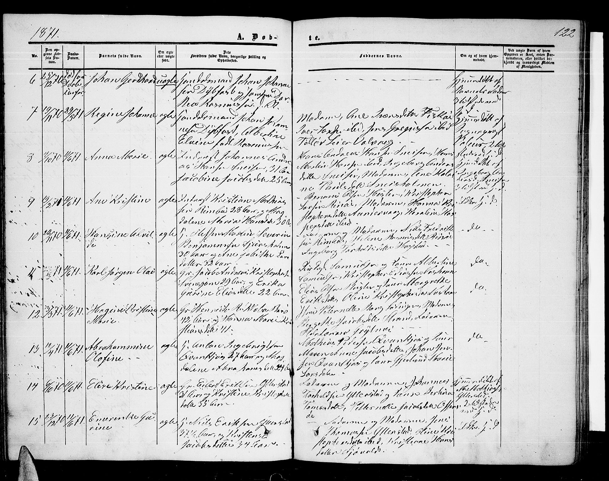 Ministerialprotokoller, klokkerbøker og fødselsregistre - Nordland, AV/SAT-A-1459/872/L1046: Parish register (copy) no. 872C02, 1852-1879, p. 122