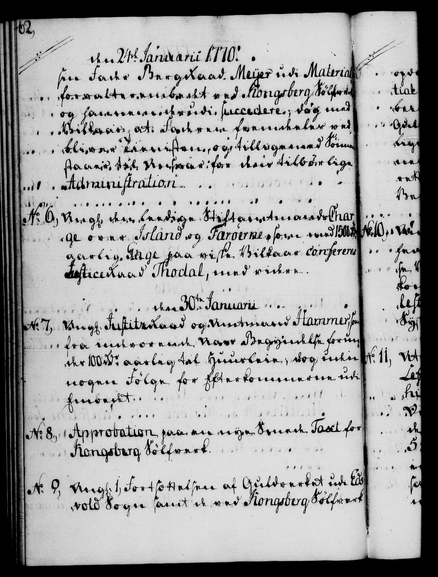 Rentekammeret, Kammerkanselliet, RA/EA-3111/G/Gf/Gfb/L0008: Register til norske relasjons- og resolusjonsprotokoller (merket RK 52.103), 1766-1771, p. 62