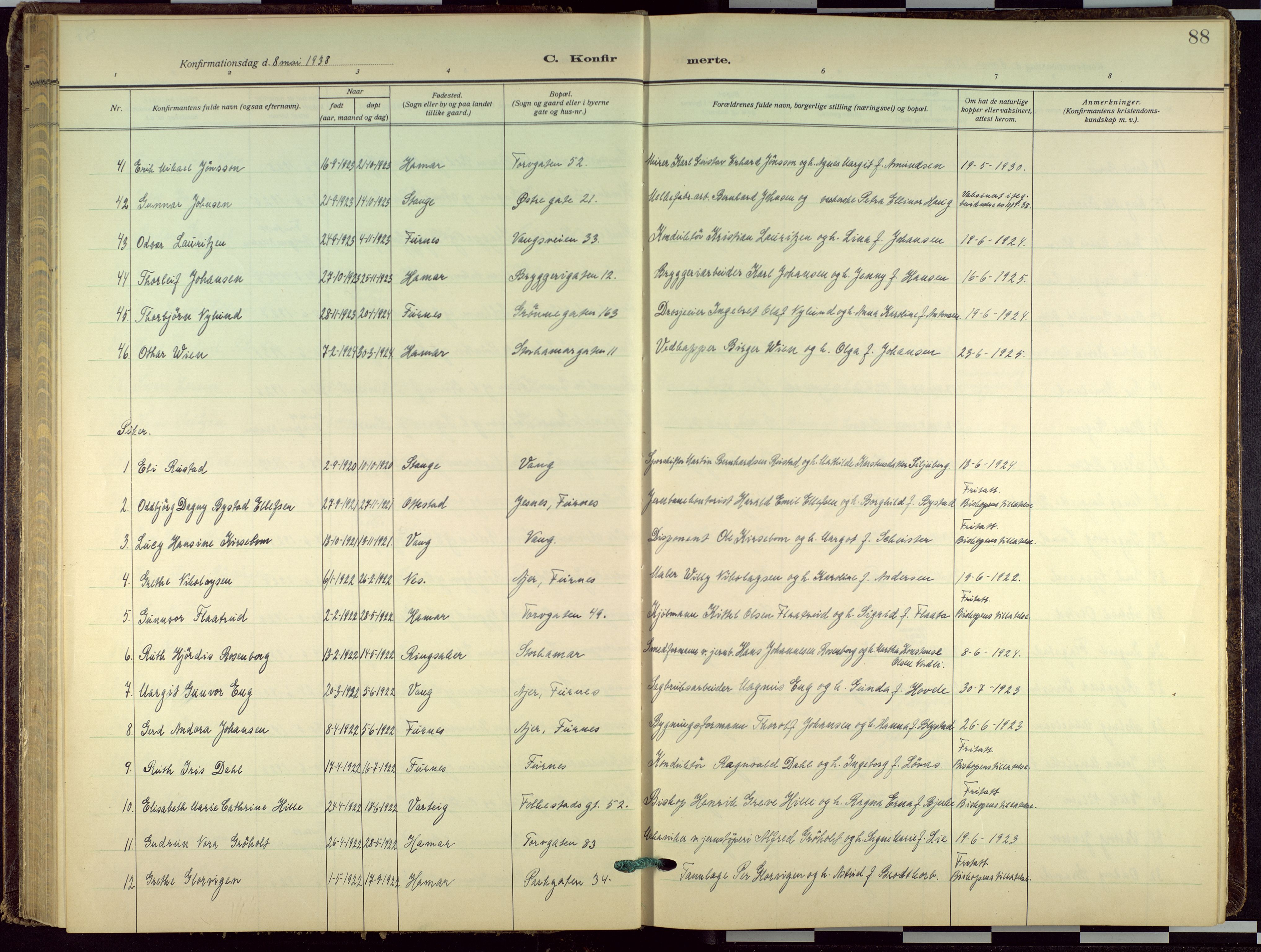 Hamar prestekontor, AV/SAH-DOMPH-002/H/Ha/Haa/L0005: Parish register (official) no. 5, 1929-1958, p. 88