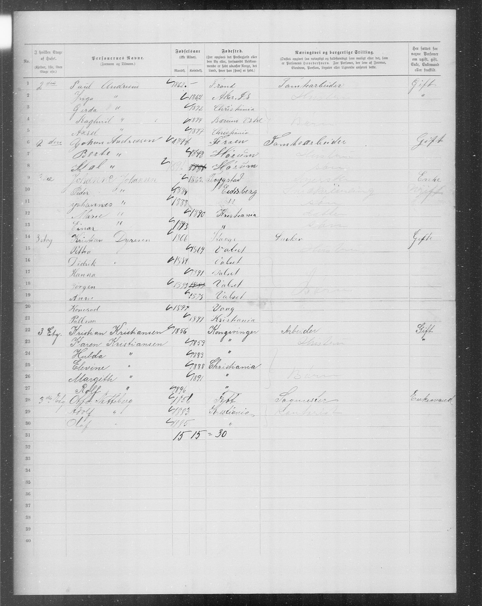 OBA, Municipal Census 1899 for Kristiania, 1899, p. 7900