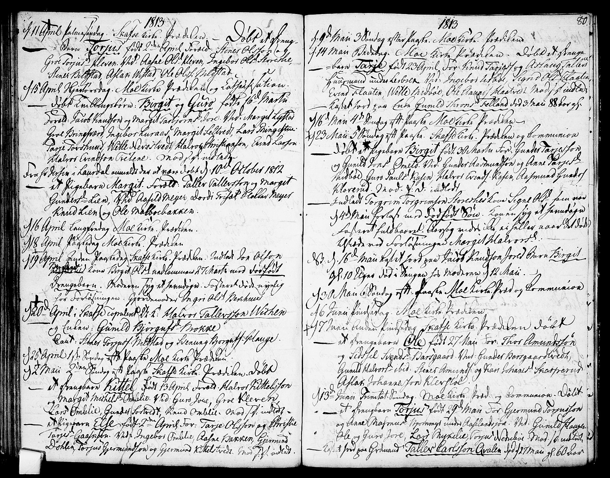 Mo kirkebøker, SAKO/A-286/F/Fa/L0003: Parish register (official) no. I 3, 1800-1814, p. 80