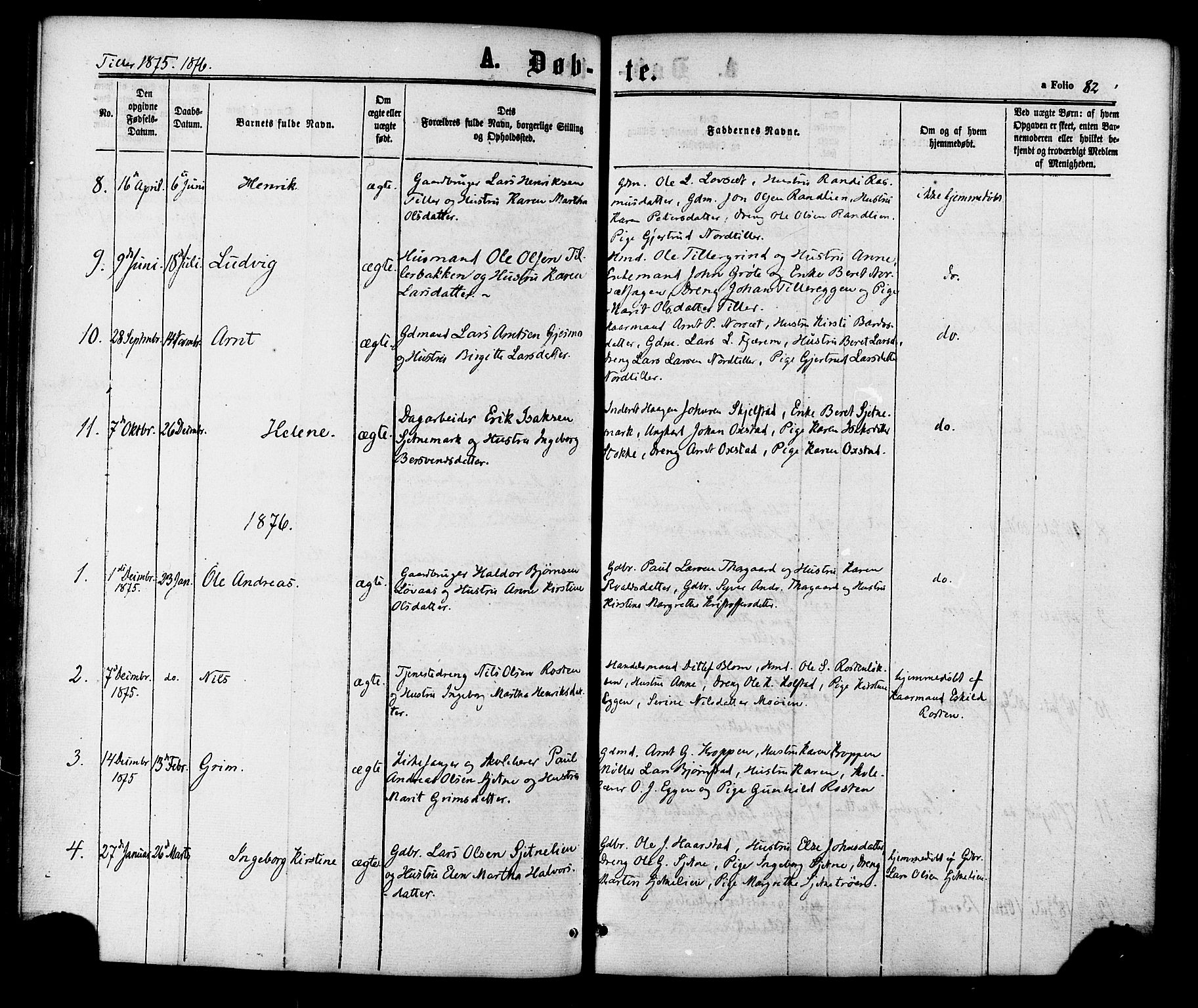 Ministerialprotokoller, klokkerbøker og fødselsregistre - Sør-Trøndelag, SAT/A-1456/618/L0443: Parish register (official) no. 618A06 /2, 1863-1879, p. 82