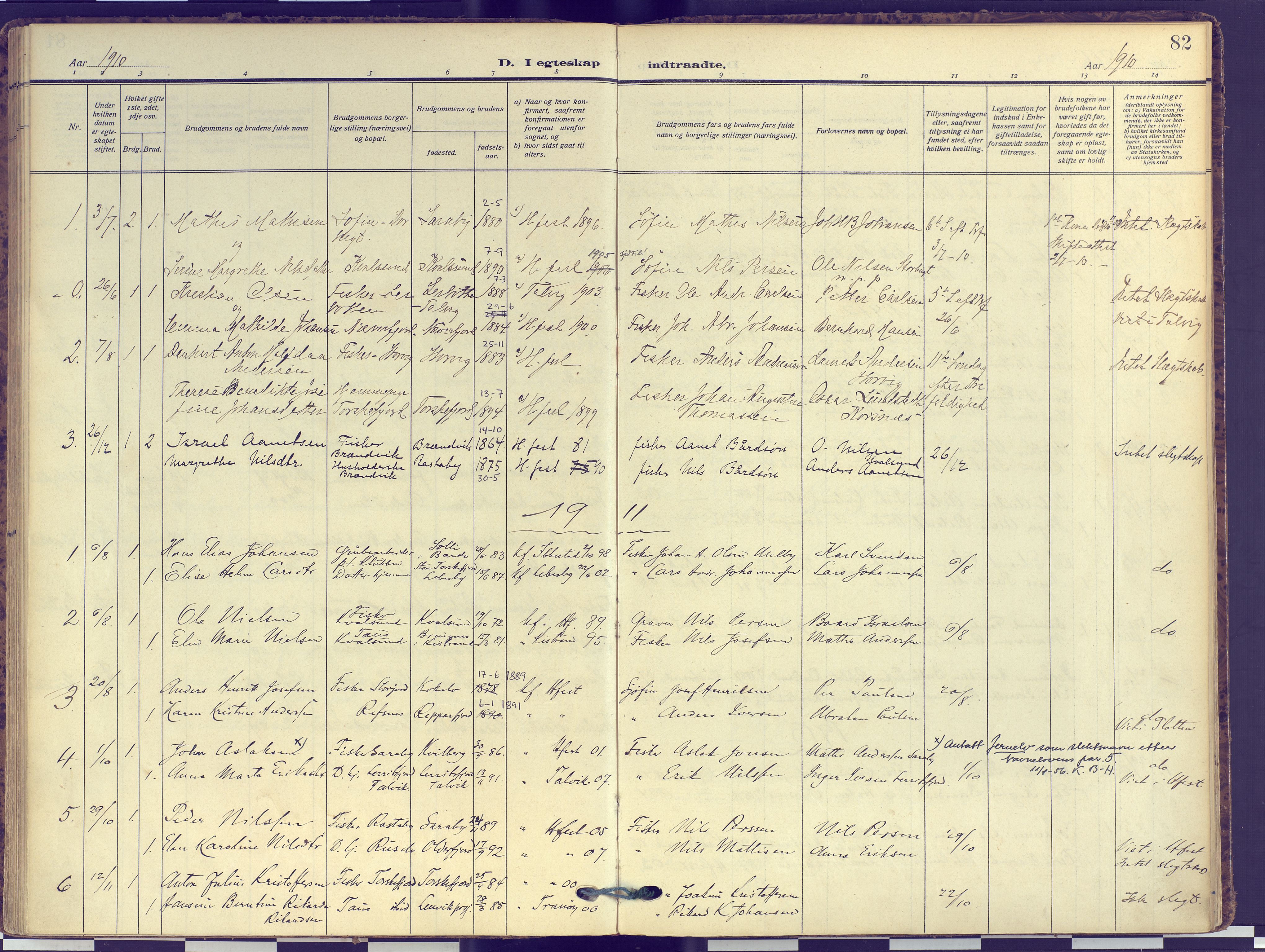 Hammerfest sokneprestkontor, SATØ/S-1347: Parish register (official) no. 16, 1908-1923, p. 82
